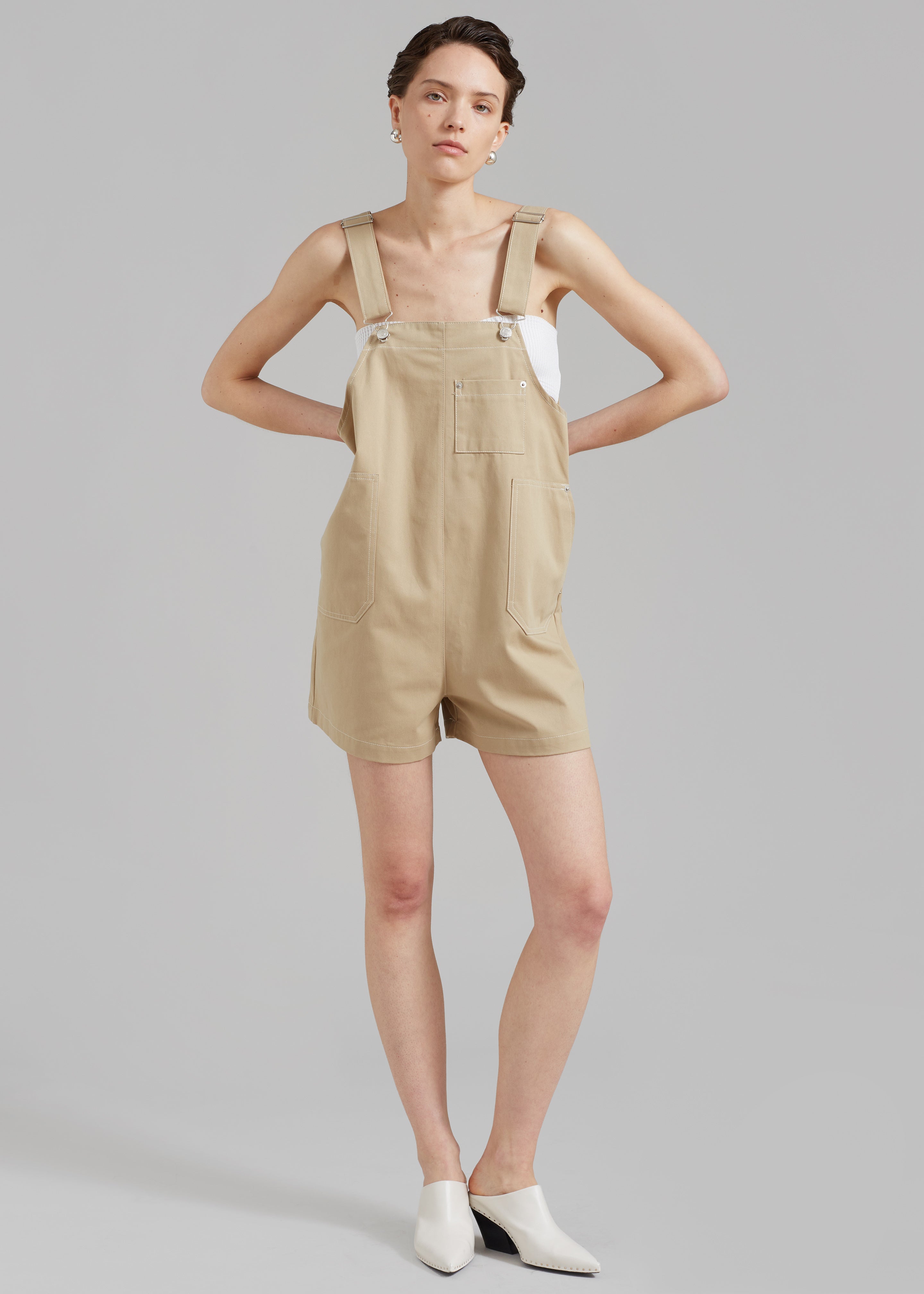 Keeley Overall Shorts - Beige - 1