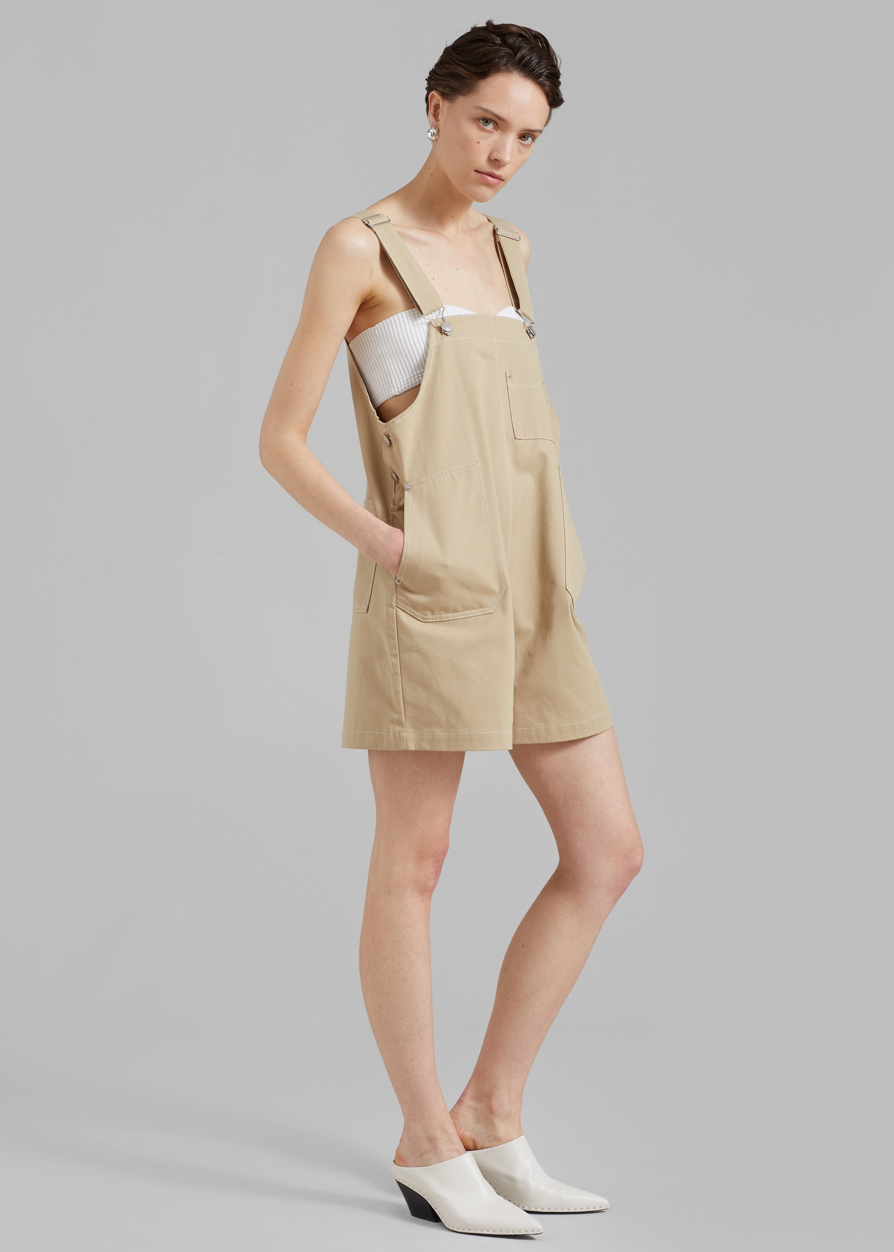 Keeley Overall Shorts - Beige - 2