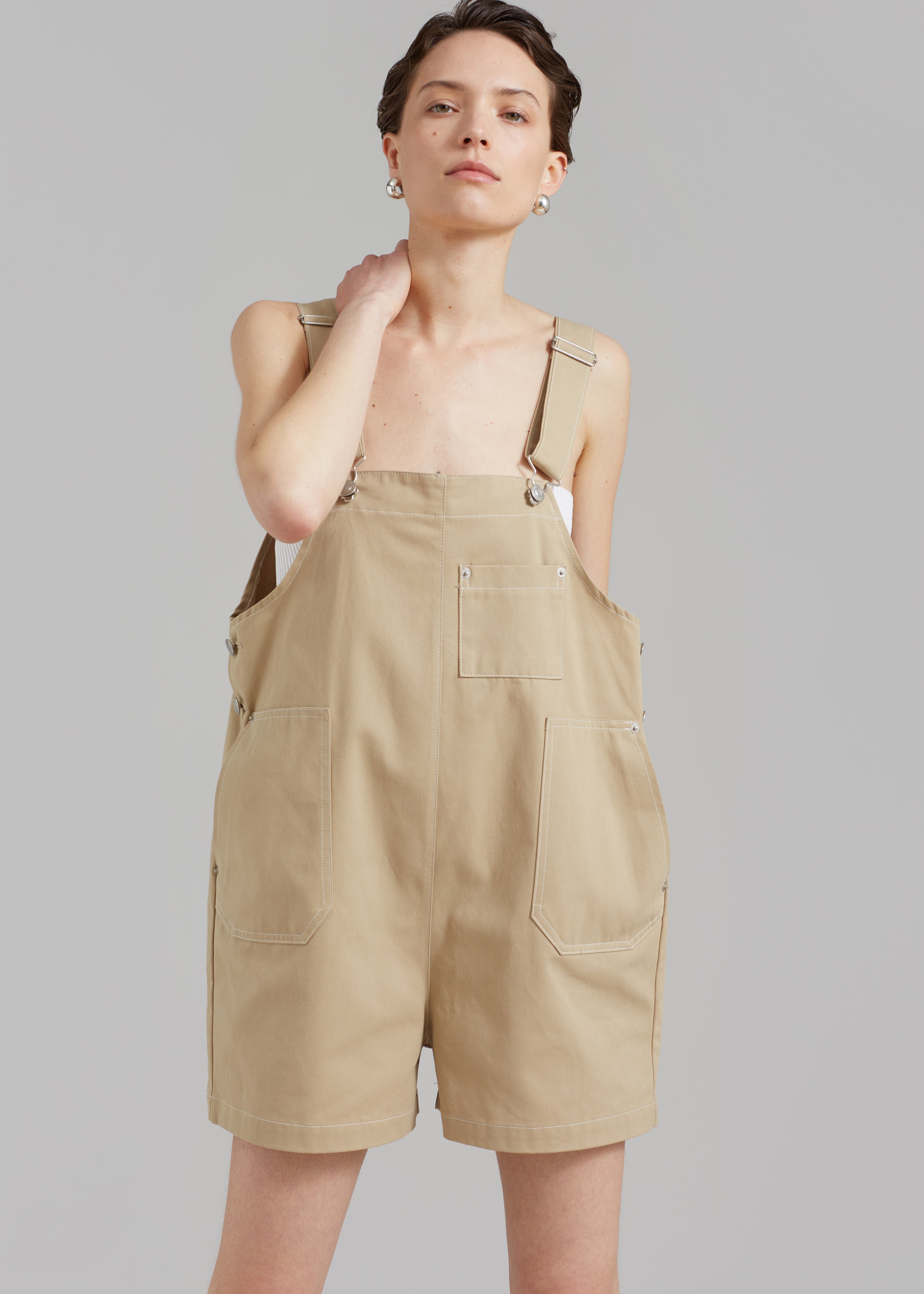 Keeley Overall Shorts - Beige - 4