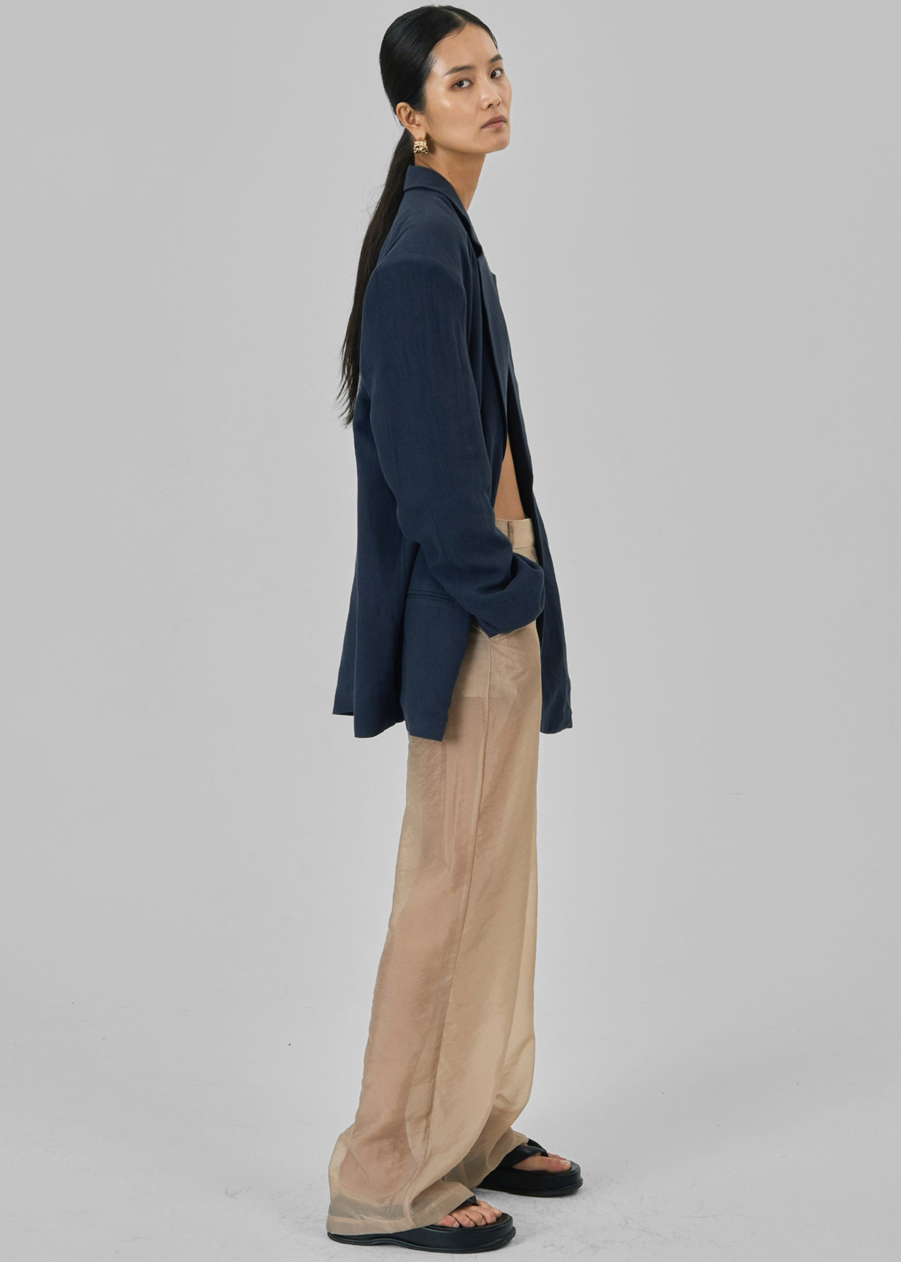 Keenan Linen Oversized Blazer - Navy - 5