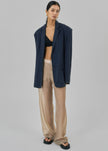 Keenan Linen Oversized Blazer - Navy