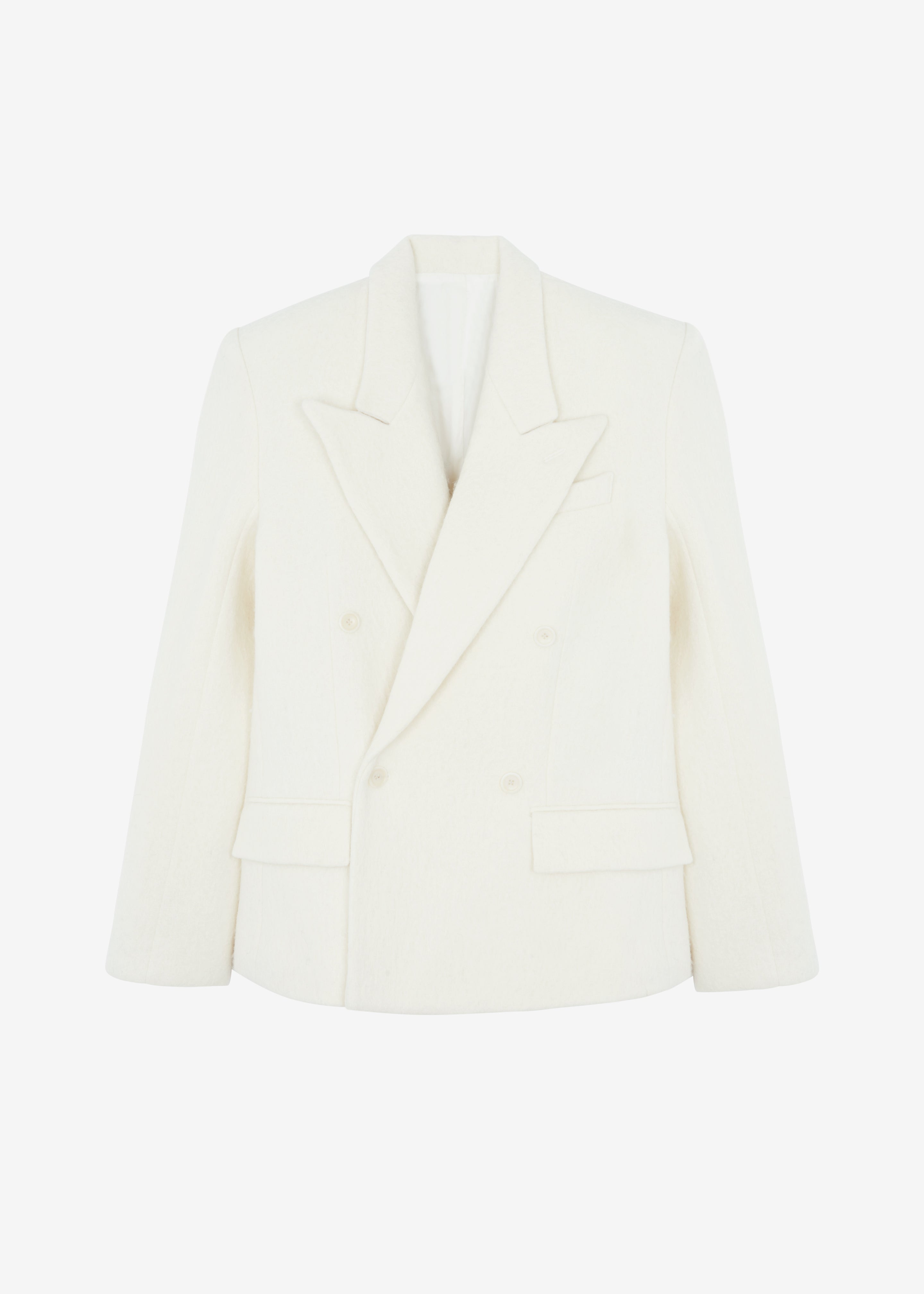 Keira Double Breasted Wool Blazer - Cream - 12
