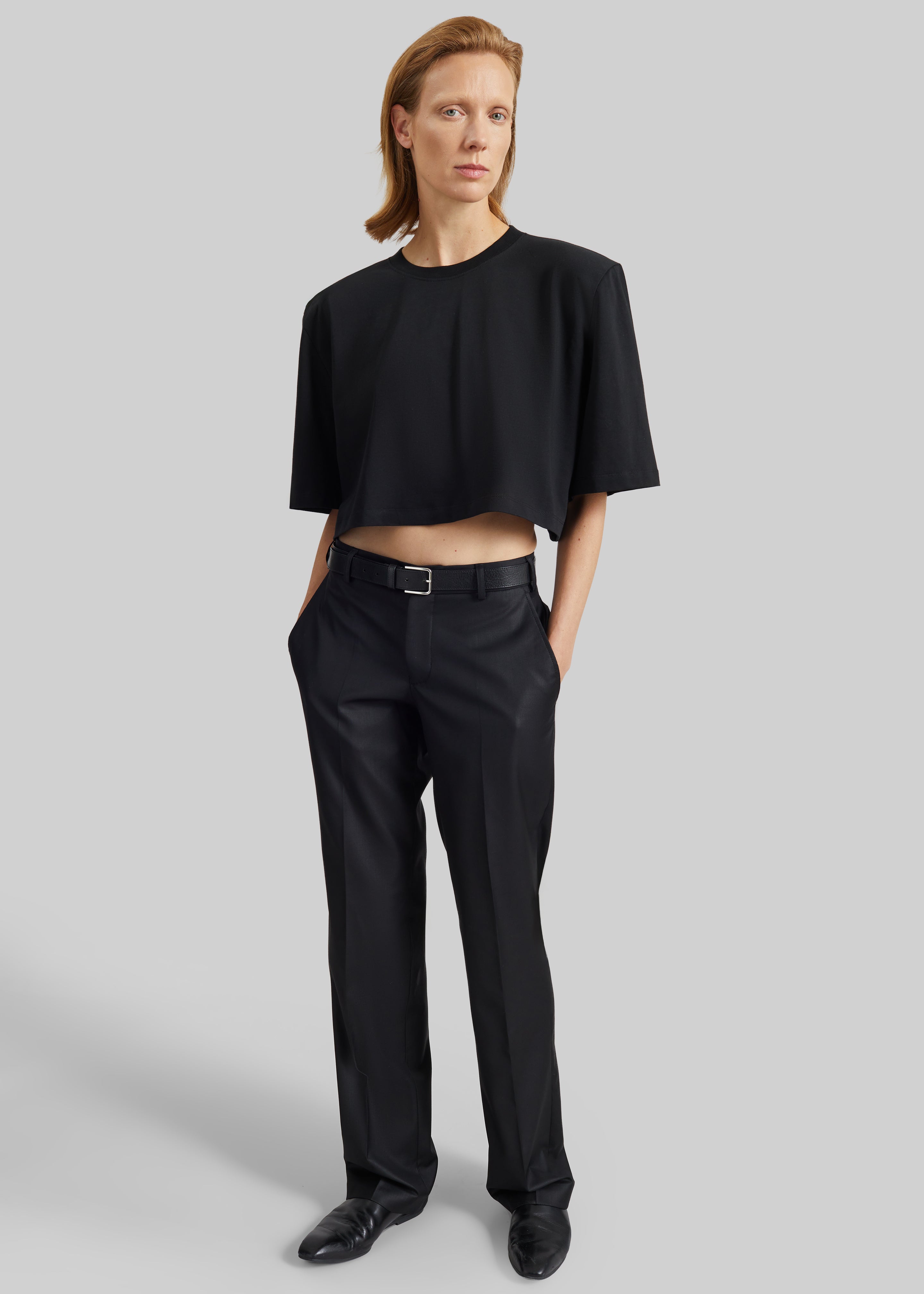 Kelan Padded Cropped Tee - Black - 4