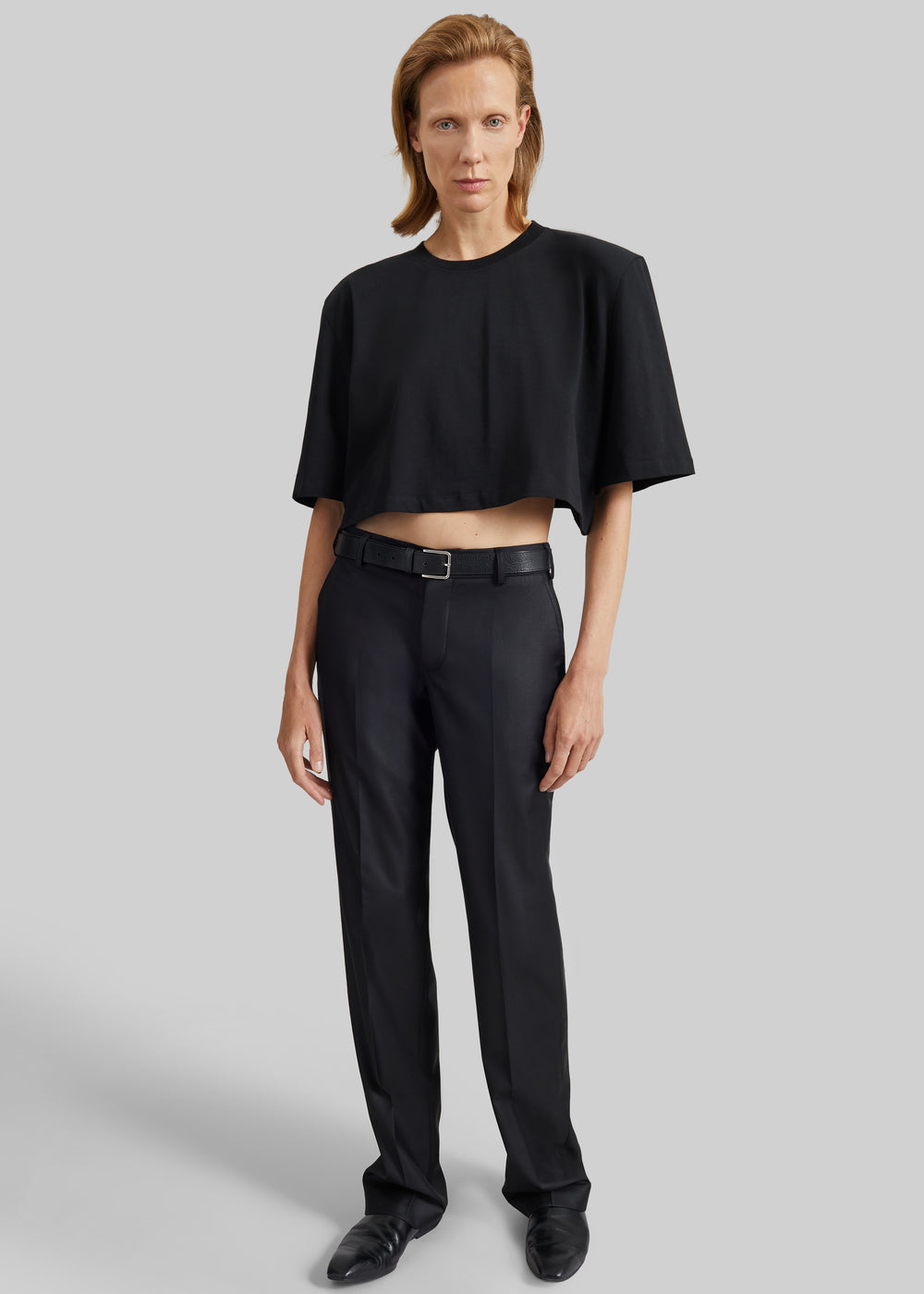 Kelan Padded Cropped Tee - Black - 1