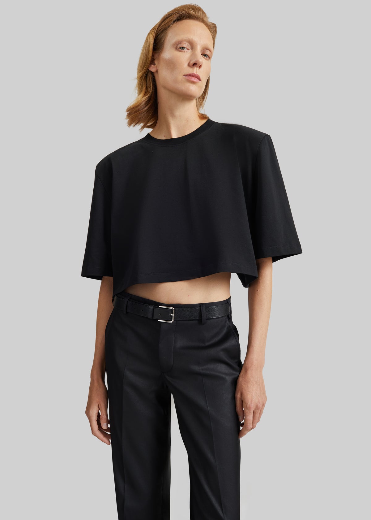 Kelan Padded Cropped Tee - Black - 3