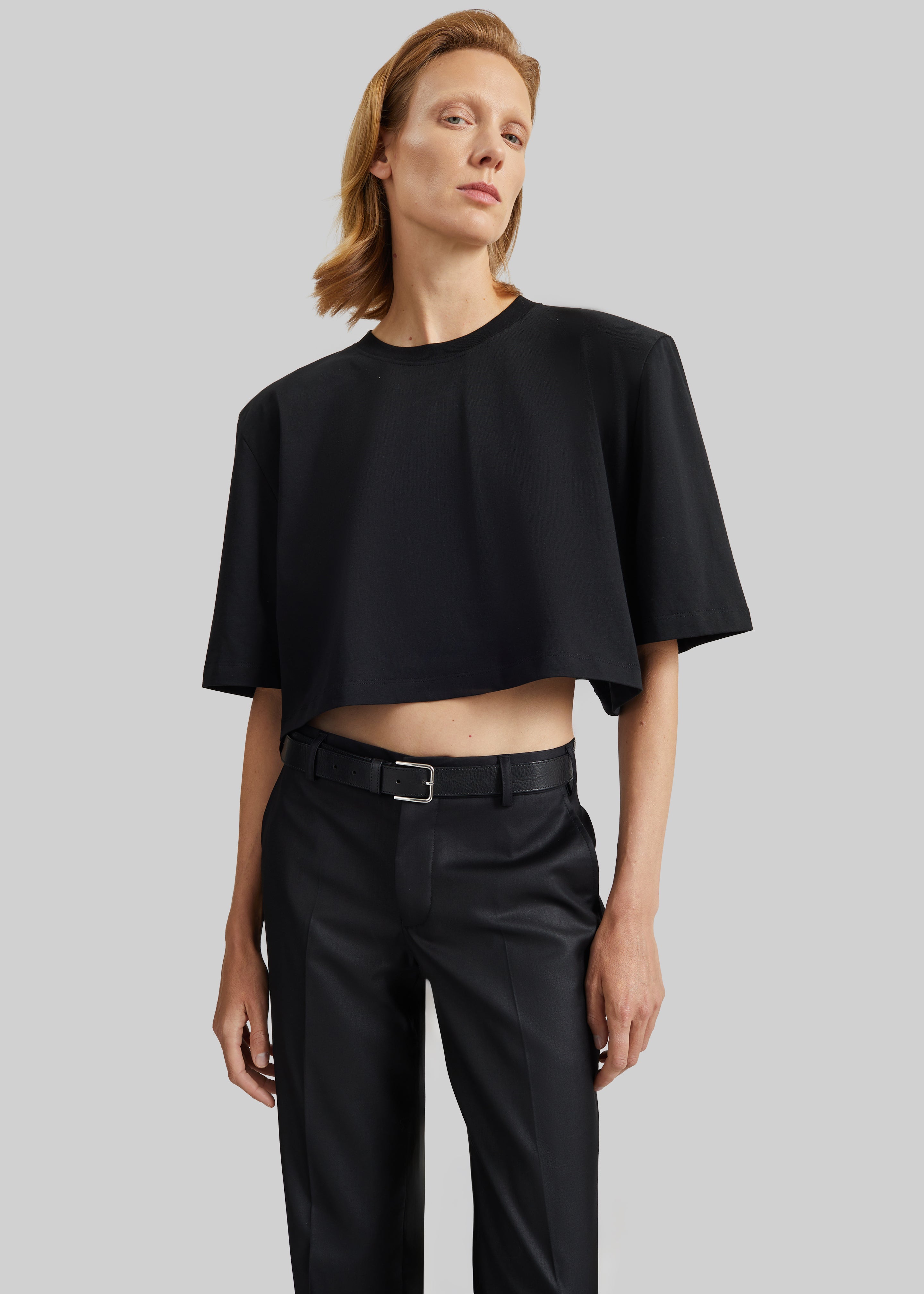 Kelan Padded Cropped Tee - Black - 3