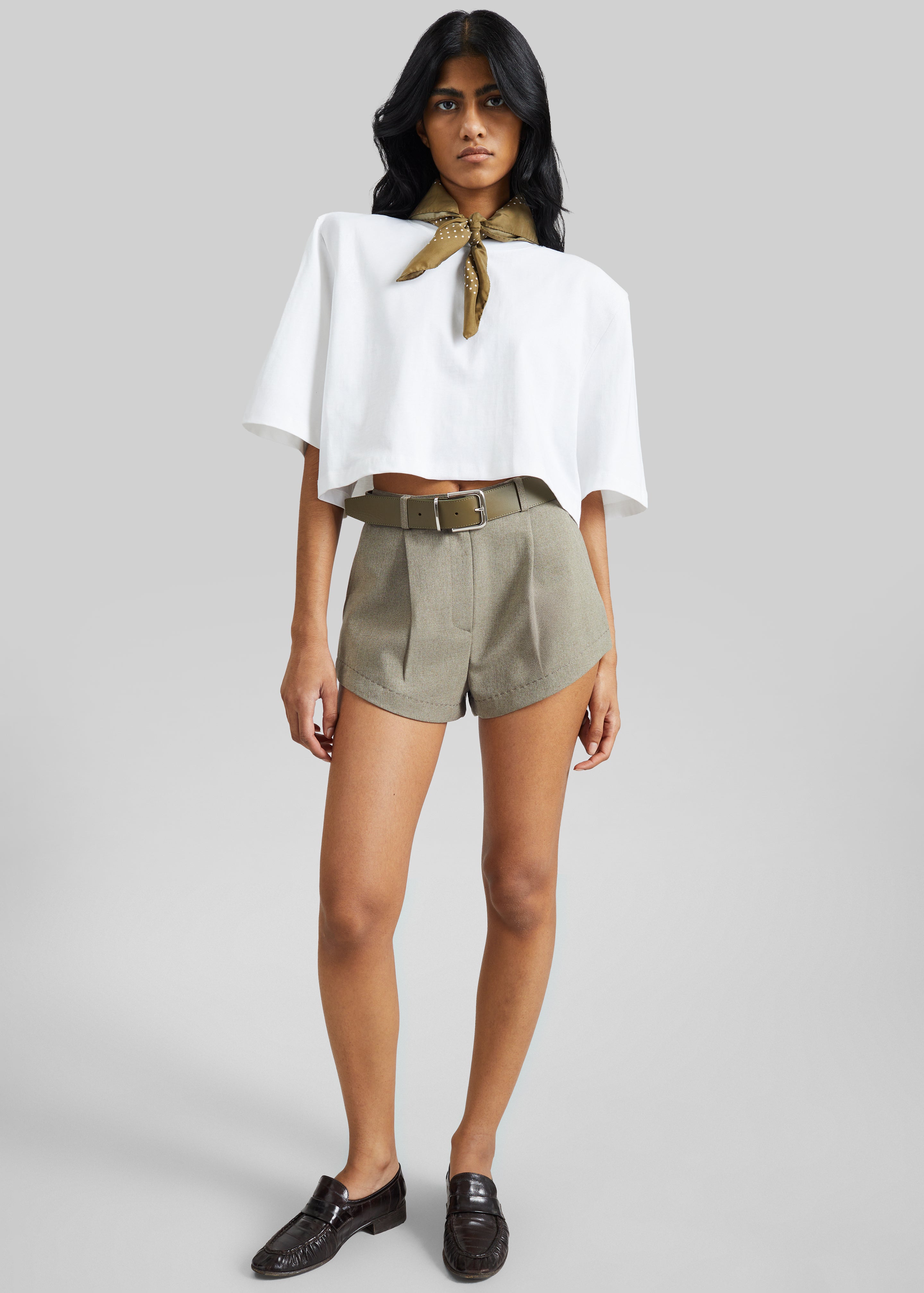 Kelan Padded Cropped Tee - White - 3