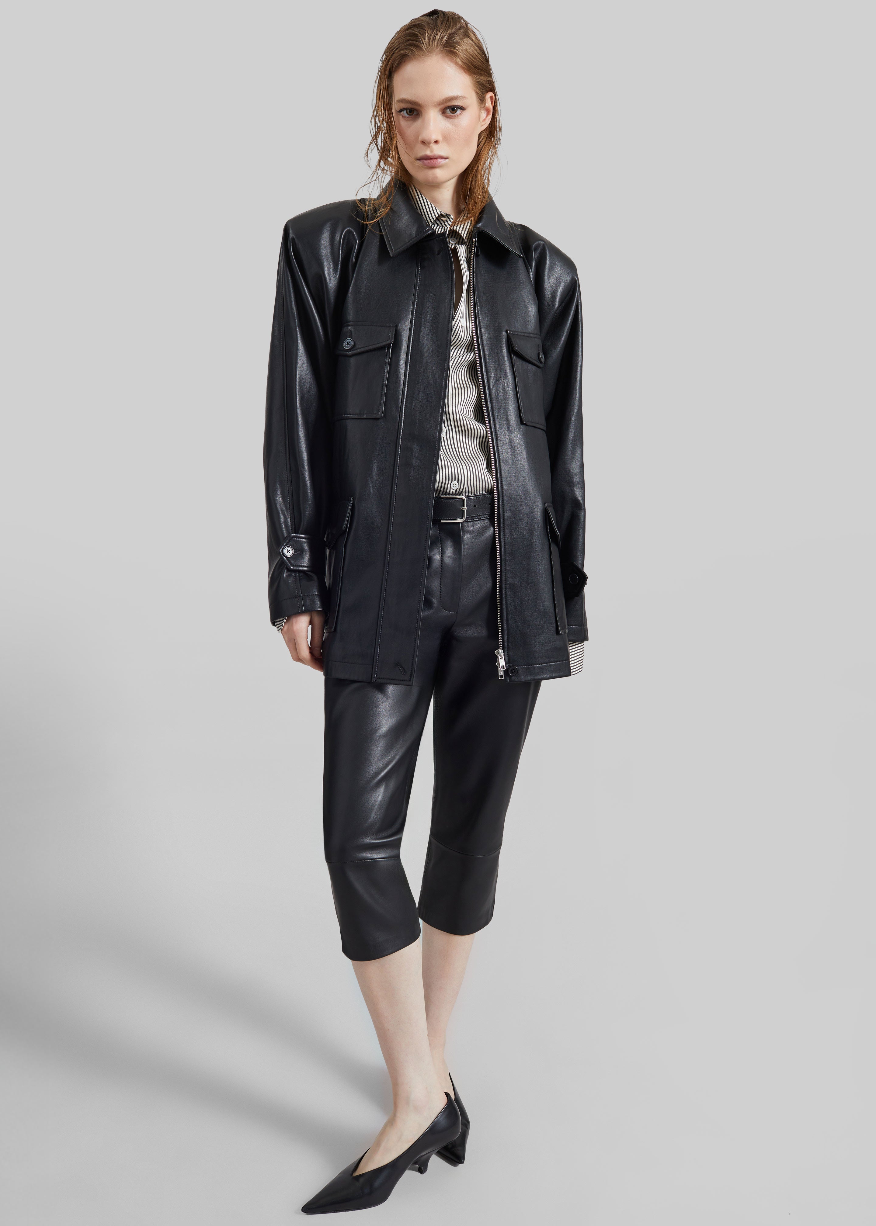 Kelia Faux Leather Padded Utility Jacket - Black – The Frankie Shop