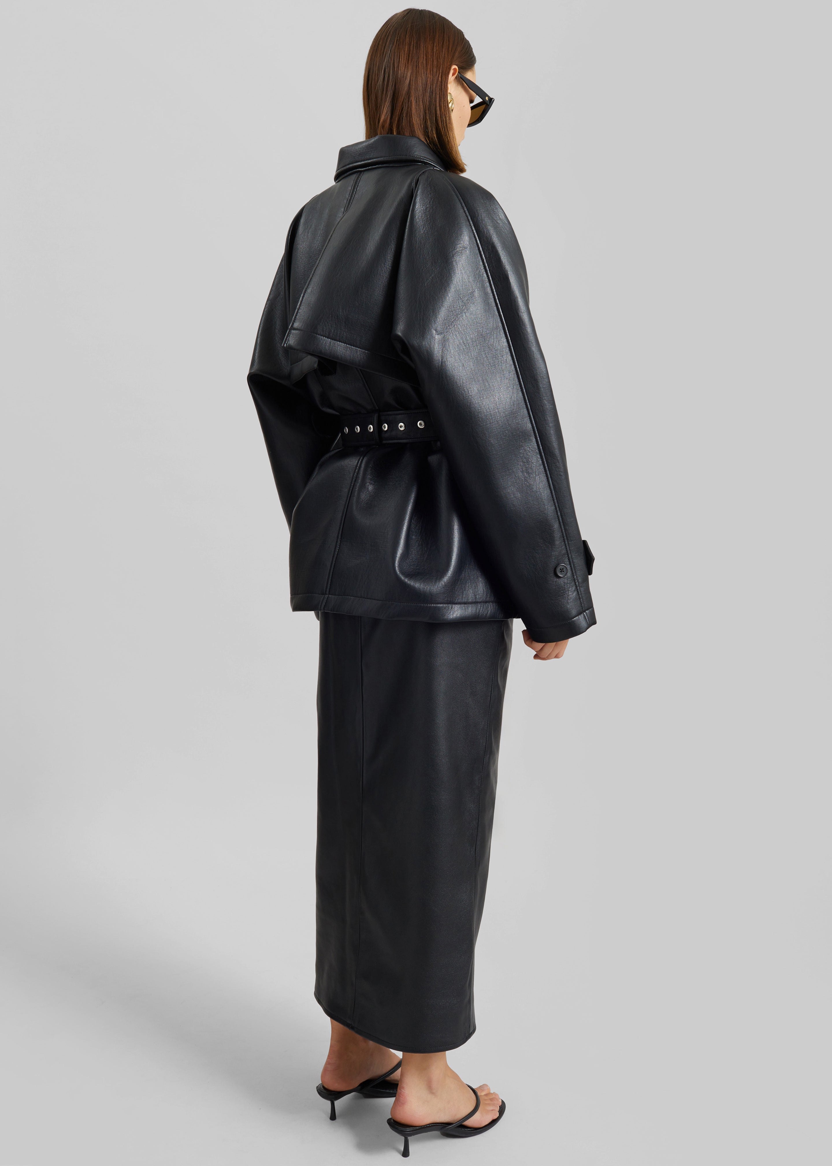 Kelia Faux Leather Padded Utility Jacket - Black - 9