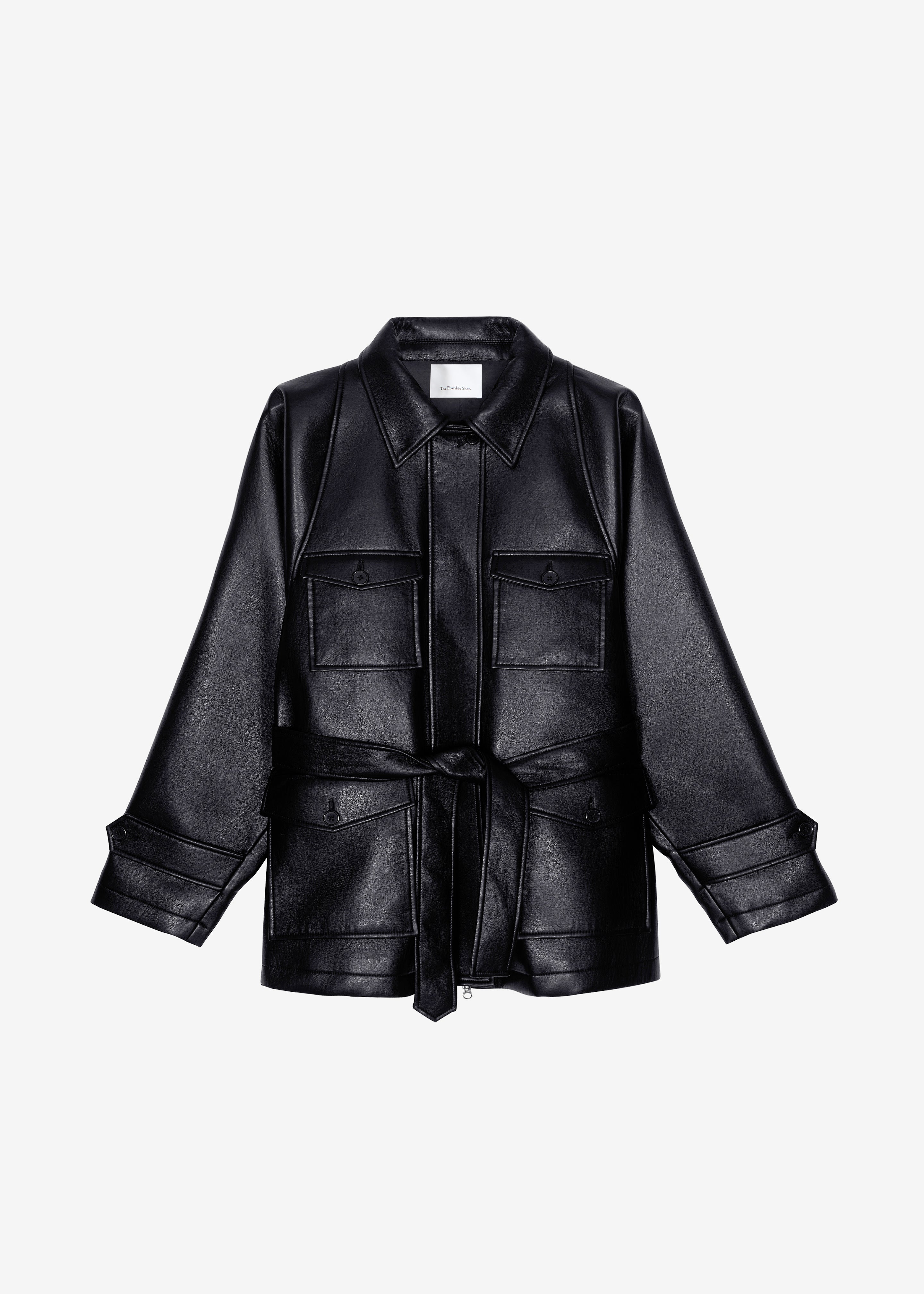 Kelia Faux Leather Padded Utility Jacket - Black – The Frankie Shop