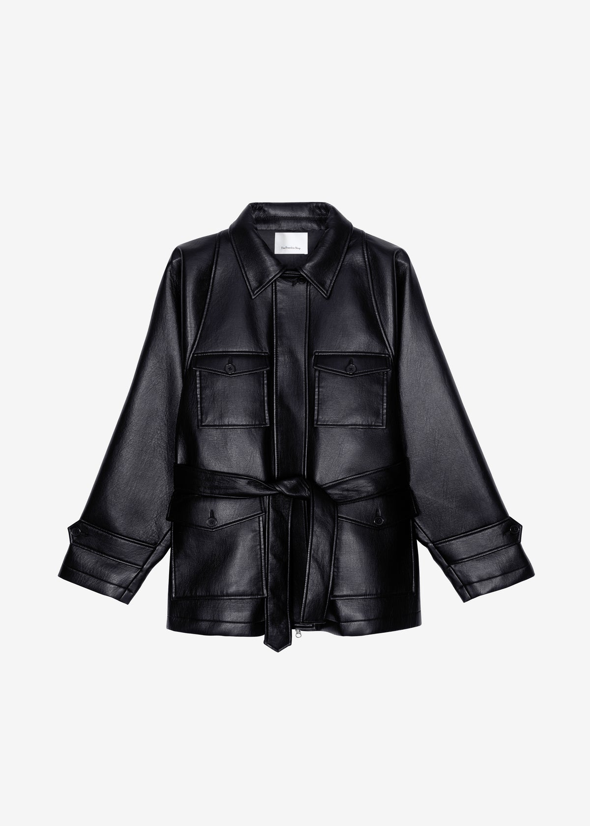 Kelia Faux Leather Padded Utility Jacket - Black - 10