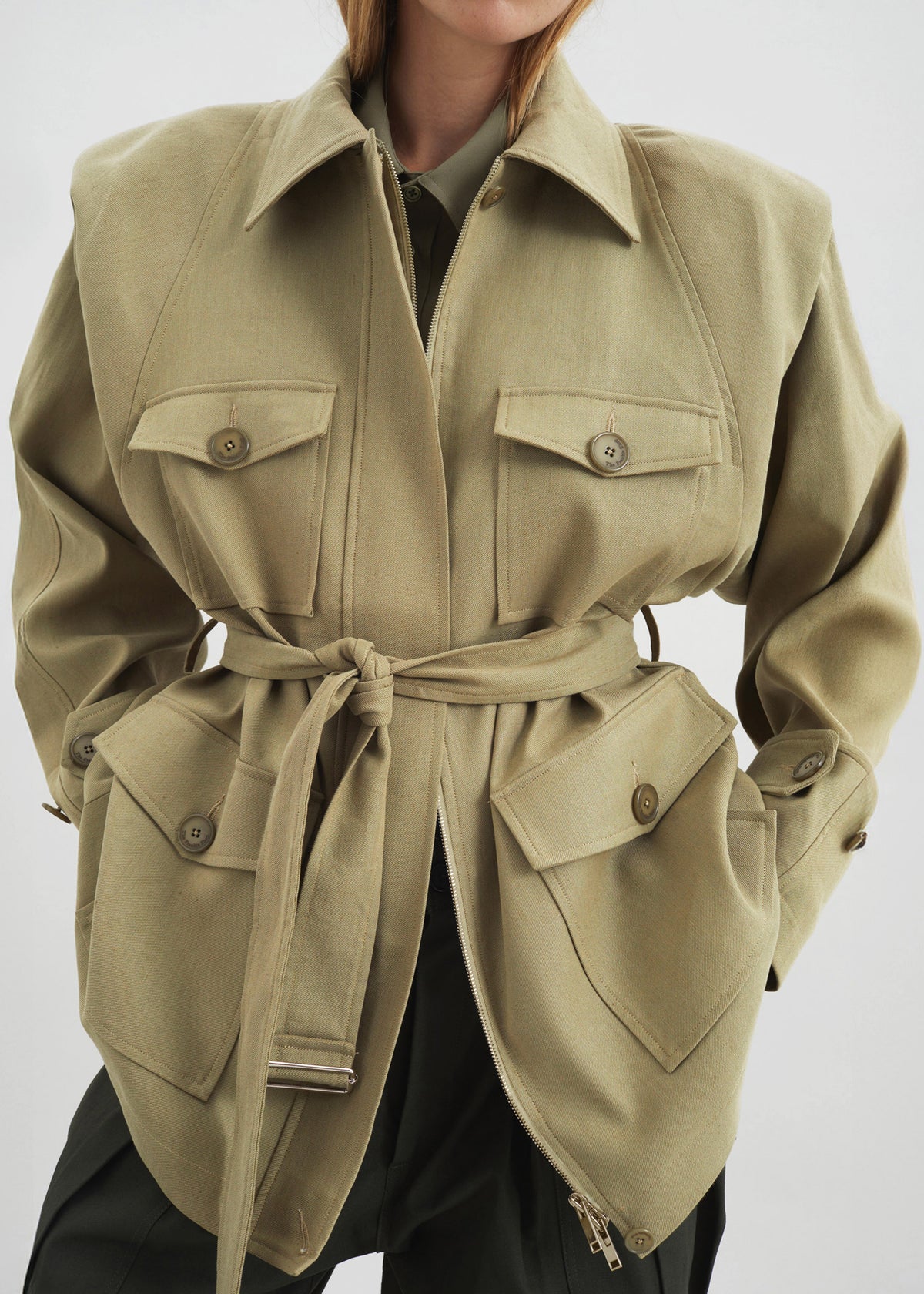 Kelia Padded Utility Jacket - Sage - 3