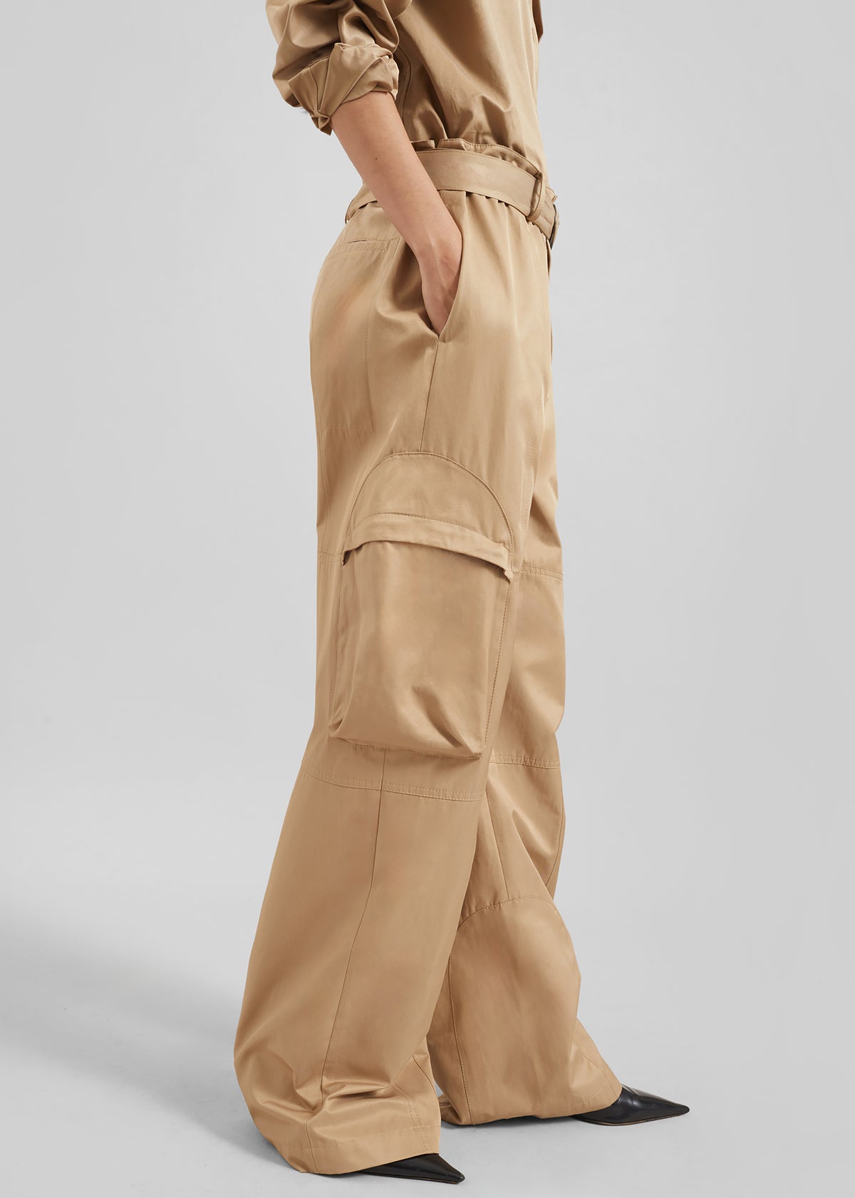 Kelly Cotton Cargo Pants - Camel - 3