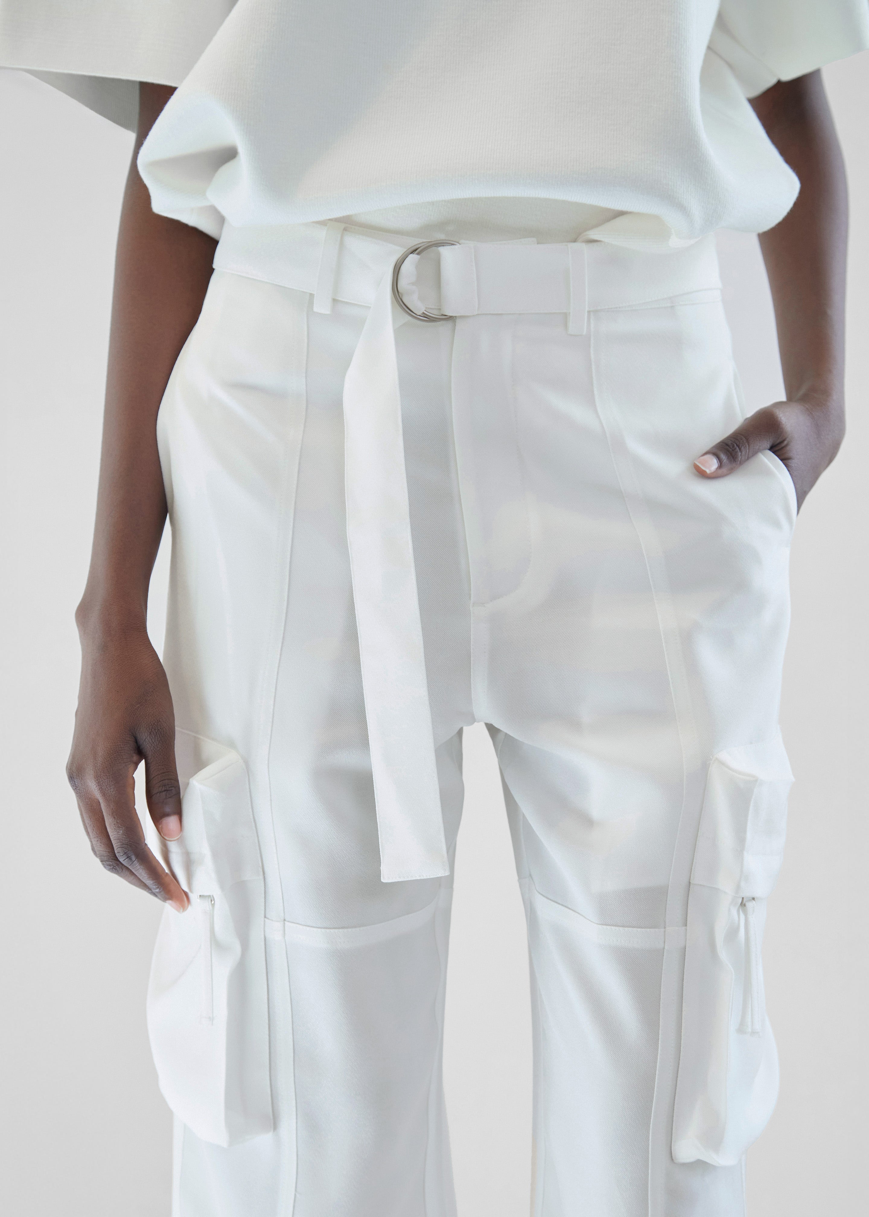 Kelly Fluid Cargo Pants - White - 5
