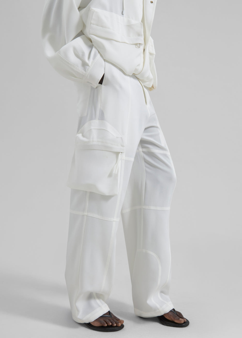 Kelly Fluid Cargo Pants - White - 1