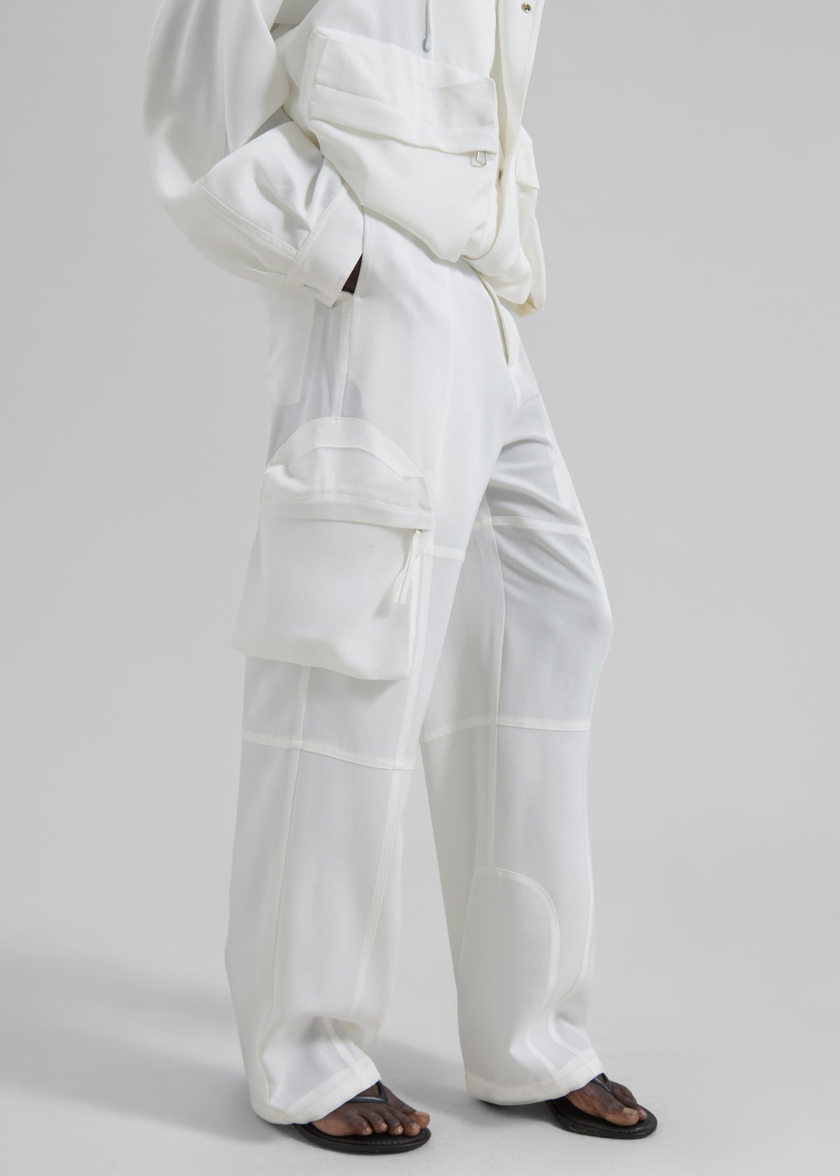 Kelly Fluid Cargo Pants - White - 2