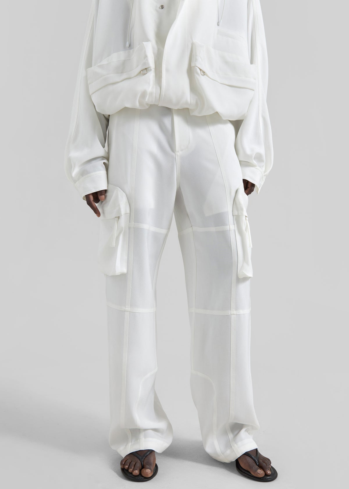 Kelly Fluid Cargo Pants - White - 4