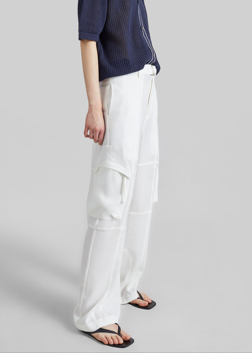 Kelly Fluid Cargo Pants - White - 1