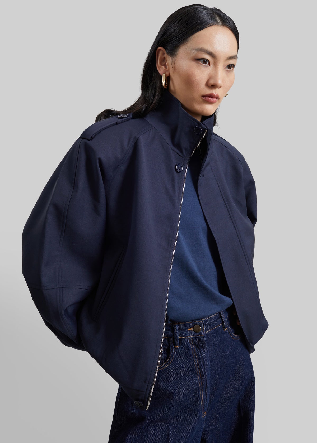Kelly Padded Blouson - Navy - 1