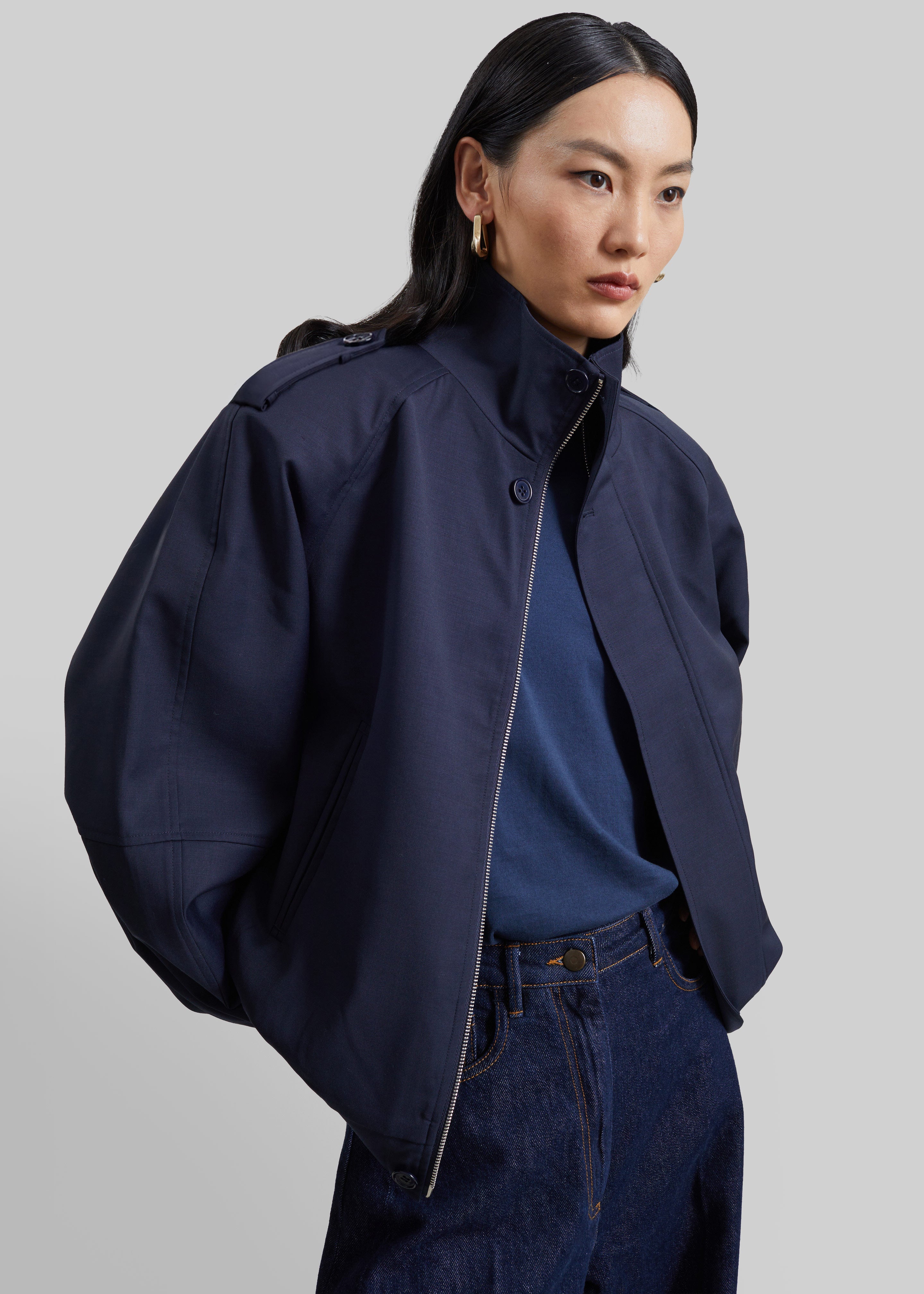 Kelly Padded Blouson - Navy - 1