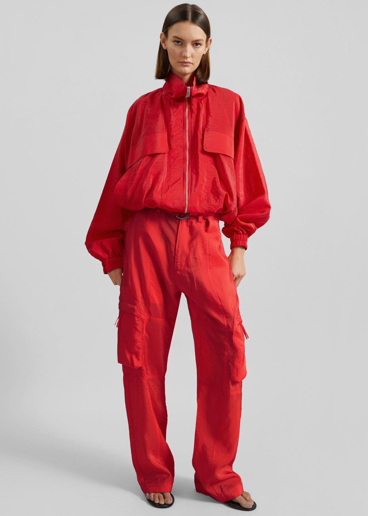 Kelly Sheer Cargo Pants - Red - 2