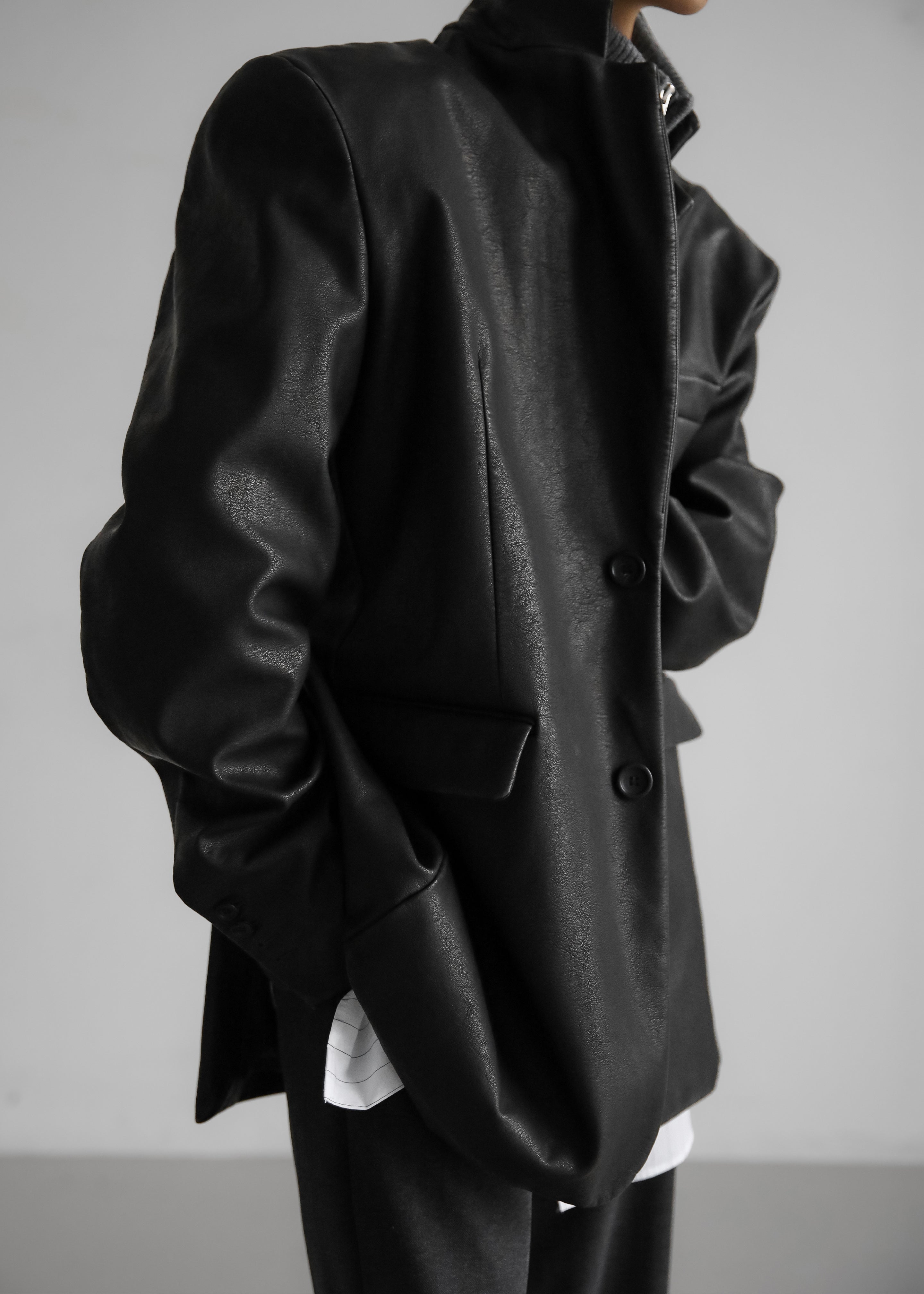 Kelso Faux Leather Blazer - Black - 6