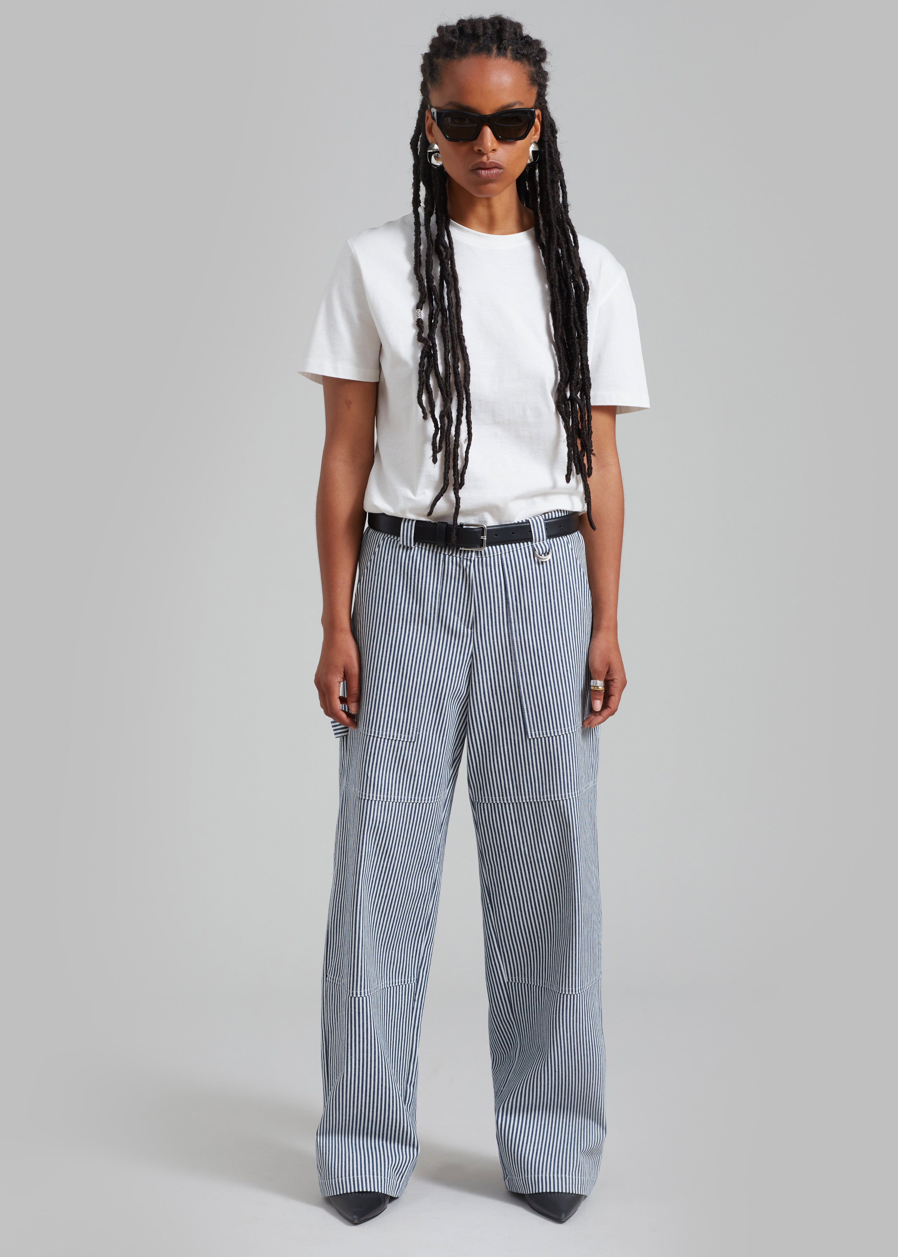 Buy Isabel Marant Jessica Striped PleatFront Trousers  Blue Color Women   AJIO LUXE