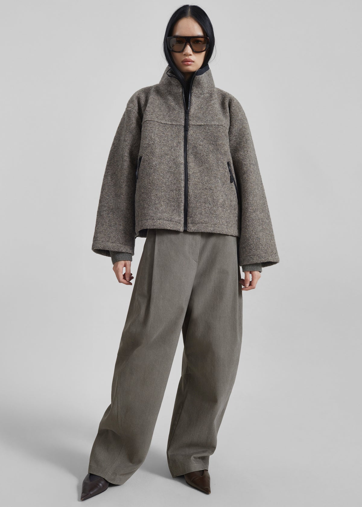 Kenei Fleece Zip Jacket - Greige Melange - 2