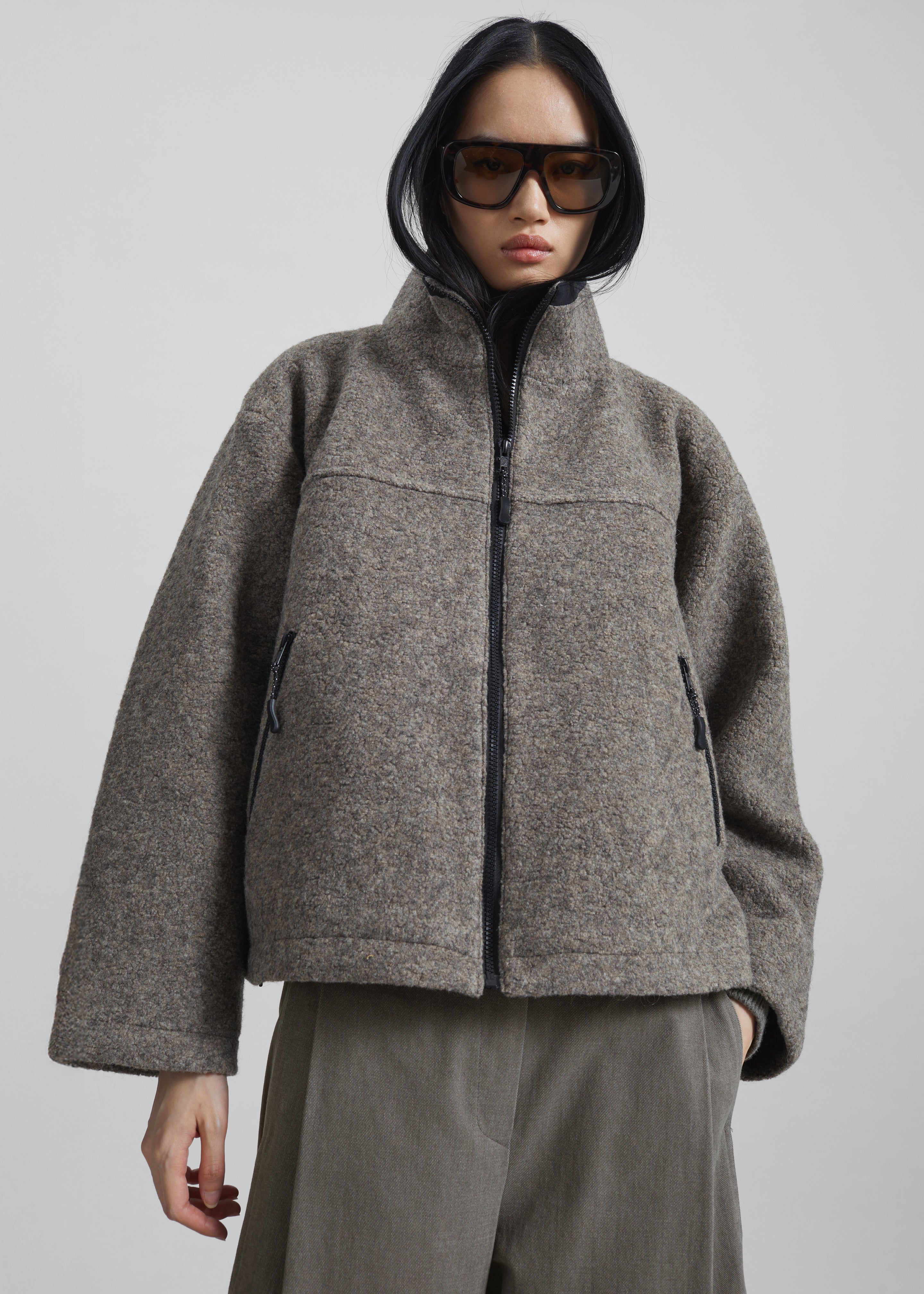 Kenei Fleece Zip Jacket - Greige Melange – The Frankie Shop