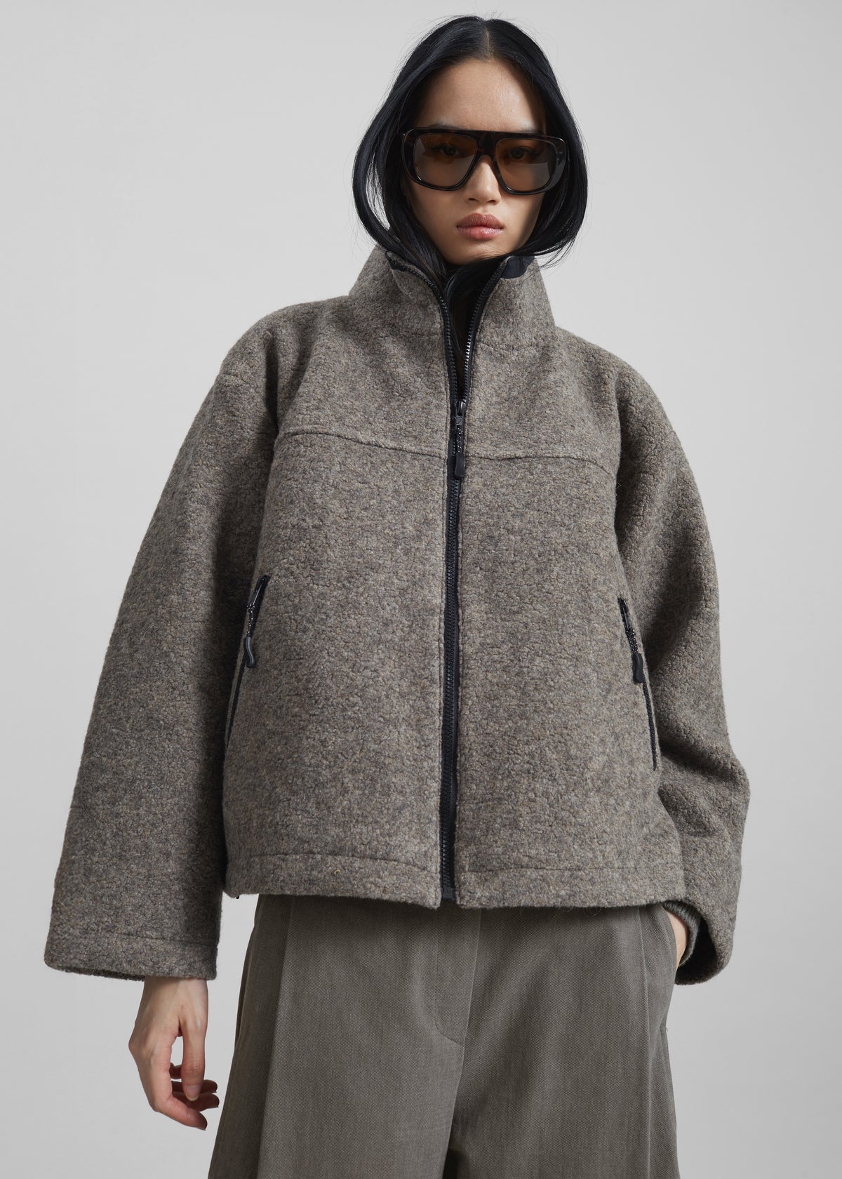 Kenei Fleece Zip Jacket - Greige Melange - 6