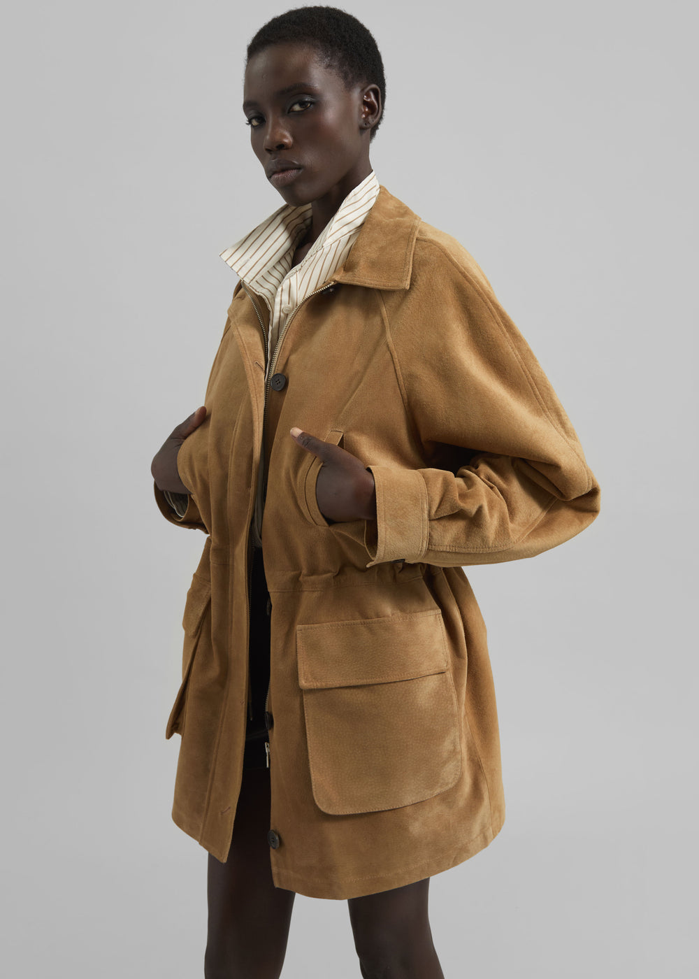 Kensal Suede Field Jacket - Camel - 1