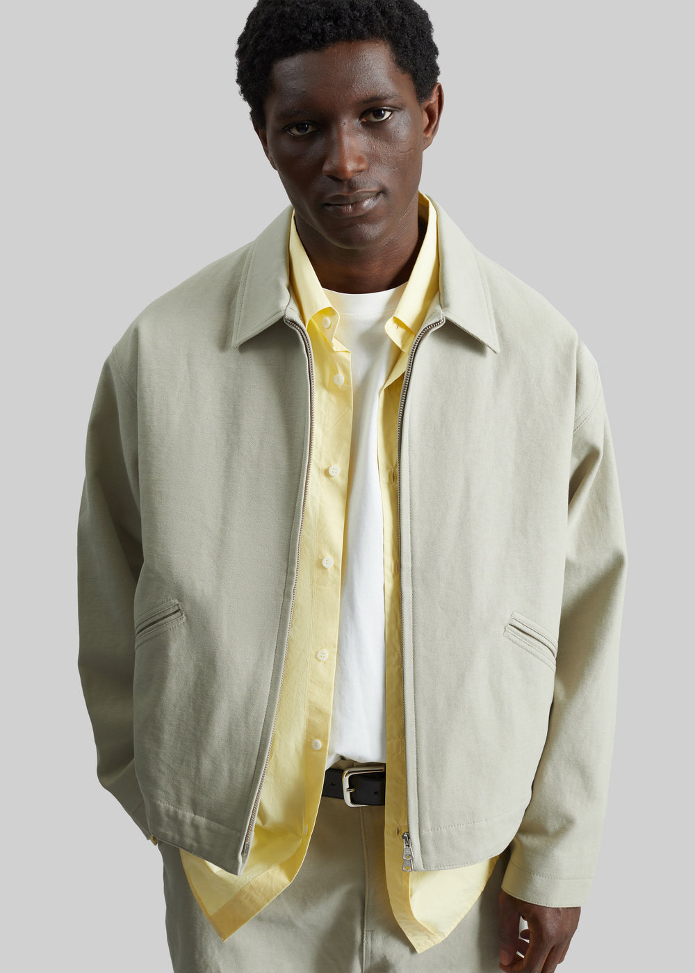 Kenton Cotton Zip Jacket - Beige - 1