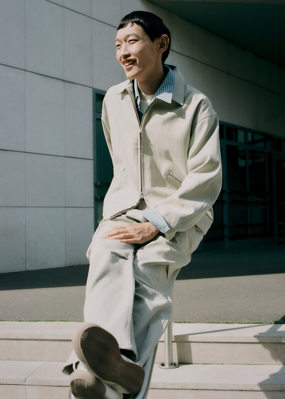 Kenton Cotton Zip Jacket - Beige - 1