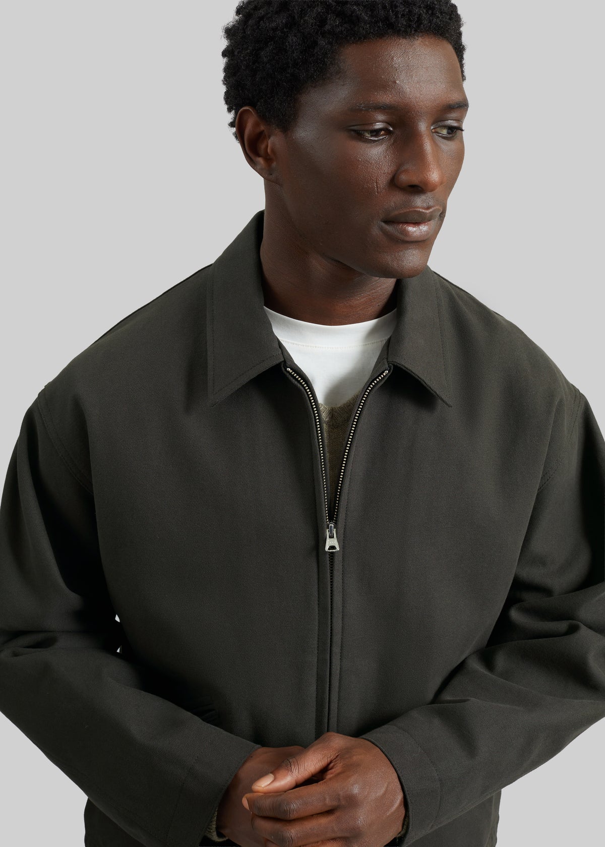 Kenton Cotton Zip Jacket - Charcoal - 2