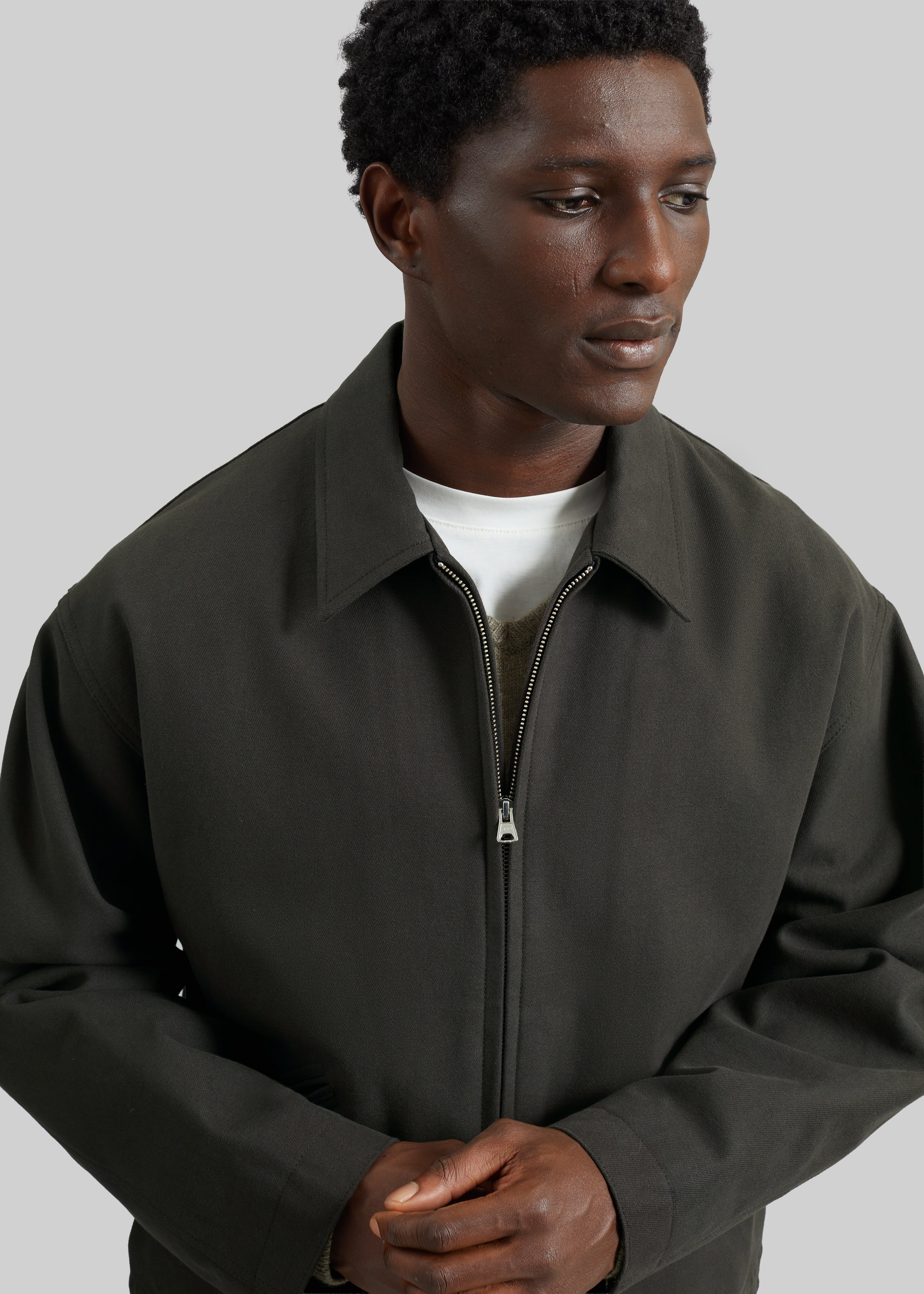Kenton Cotton Zip Jacket - Charcoal - 2