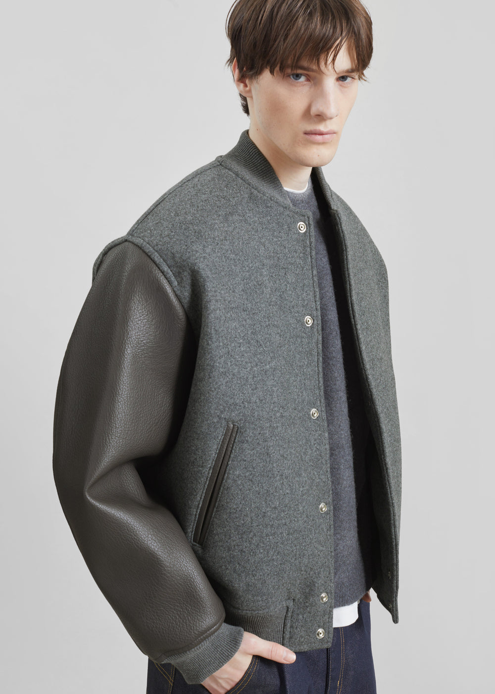 Kerava Oversized Bomber Jacket - Grey
