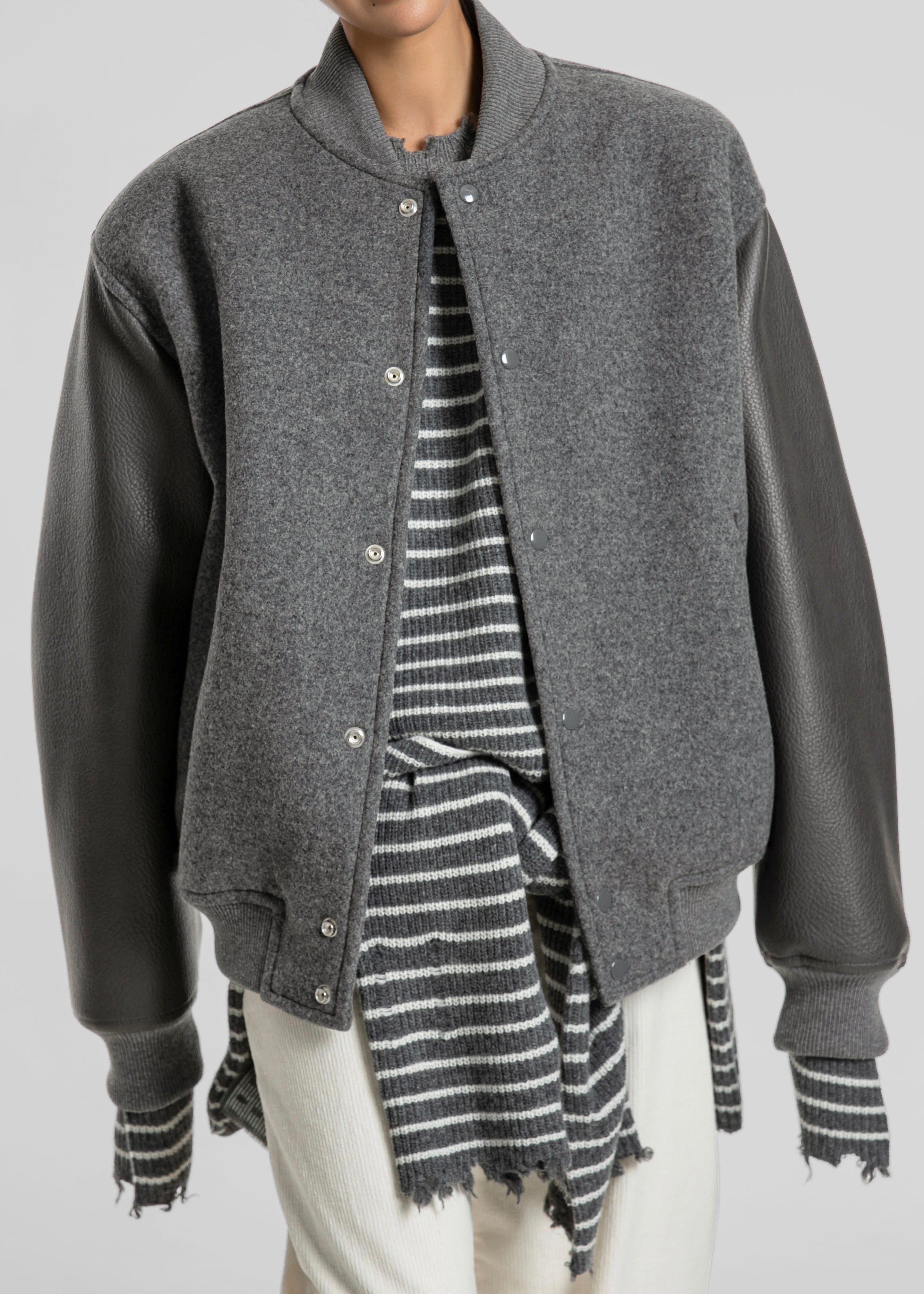 Kerava Oversized Bomber Jacket - Grey - 5