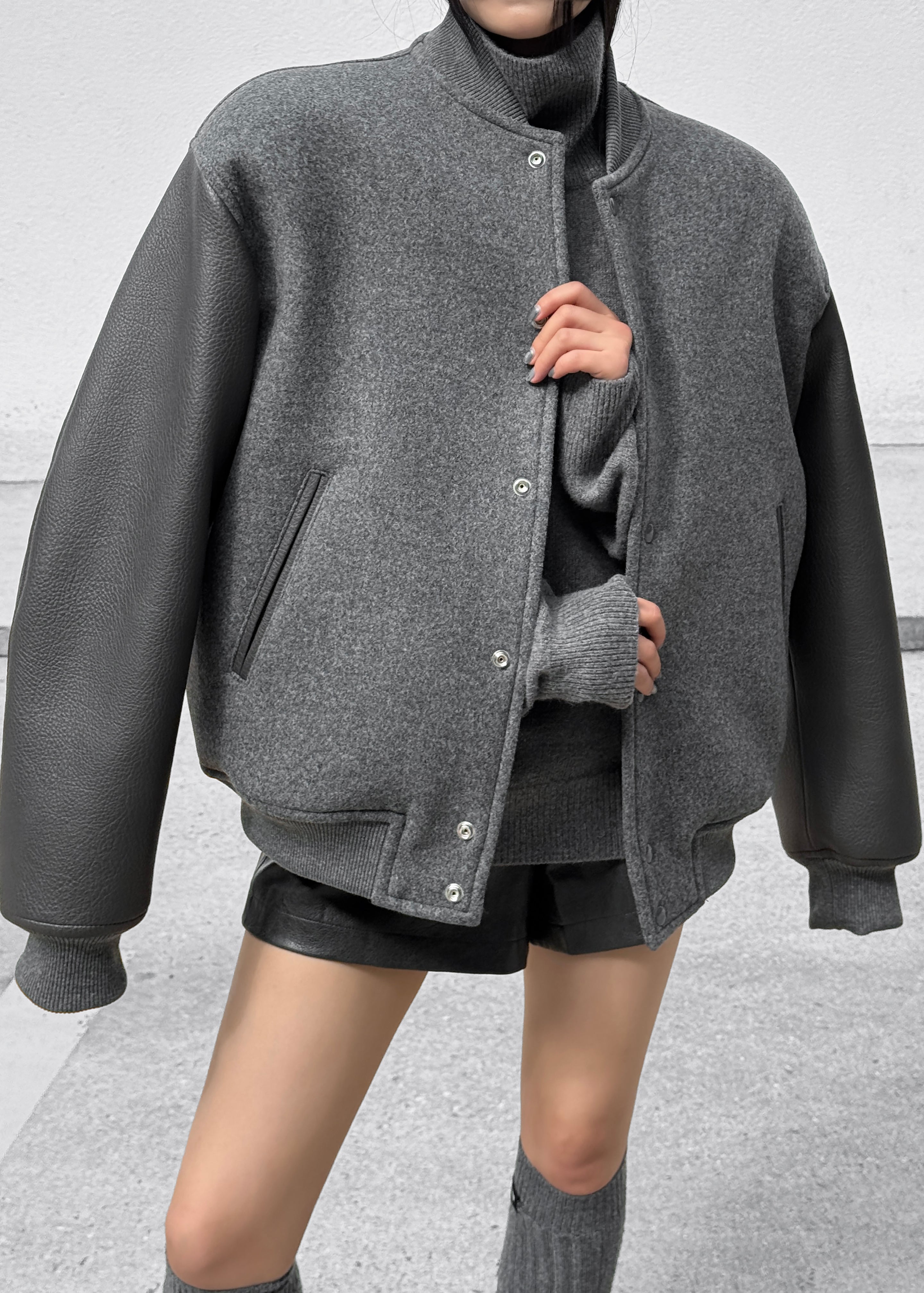 Kerava Oversized Bomber Jacket - Grey - 12