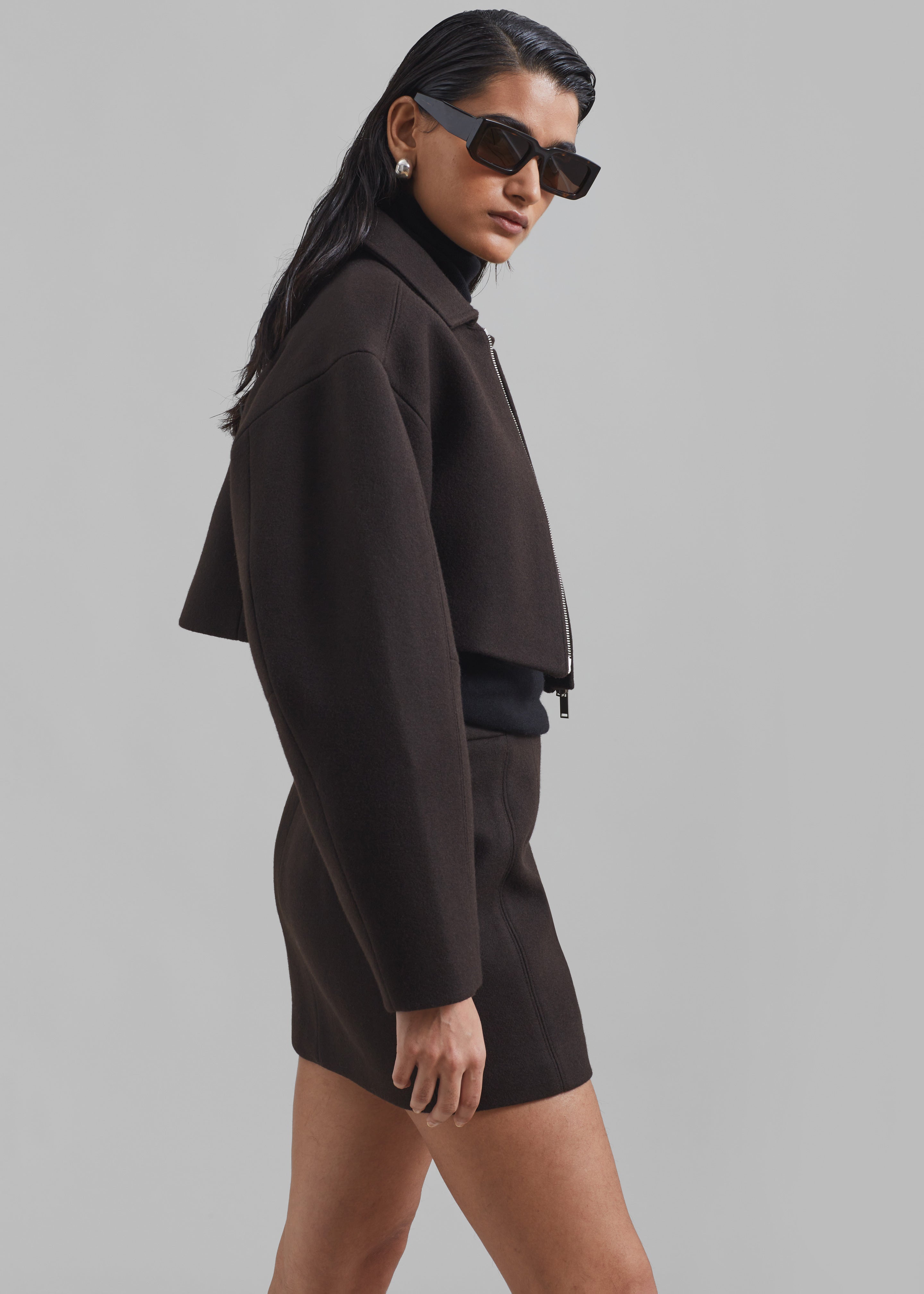 Kerrigan Wool Mini Skirt - Brown - 8