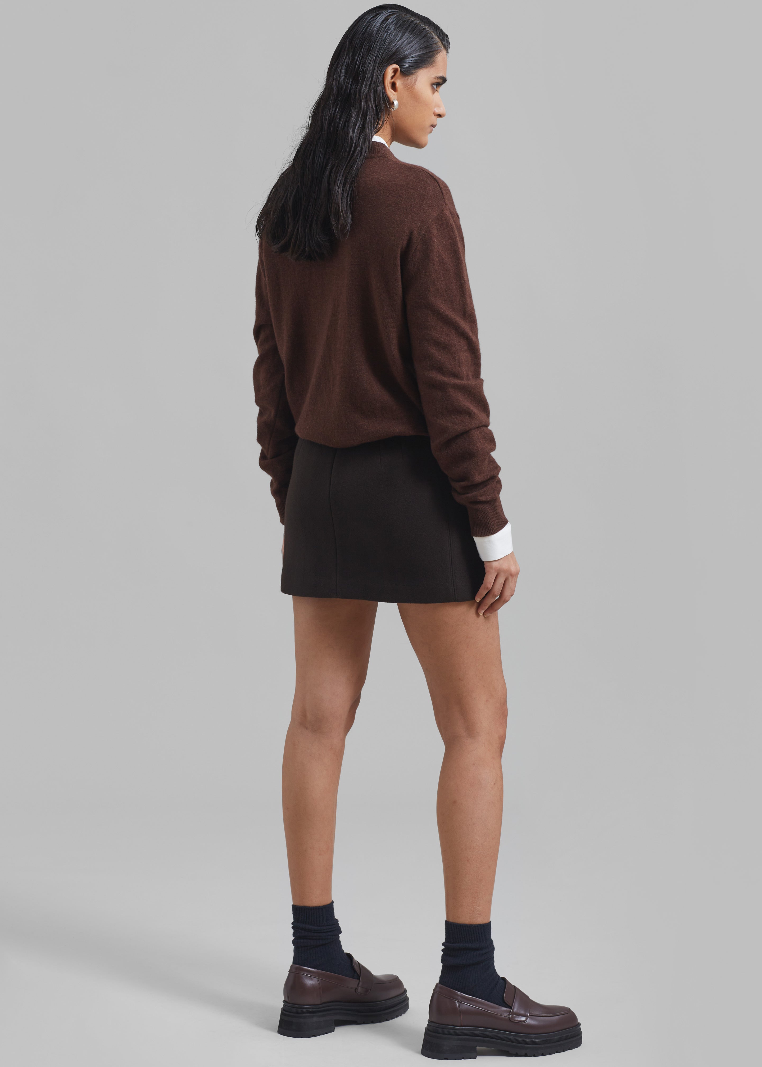 Kerrigan Wool Mini Skirt - Brown - 11