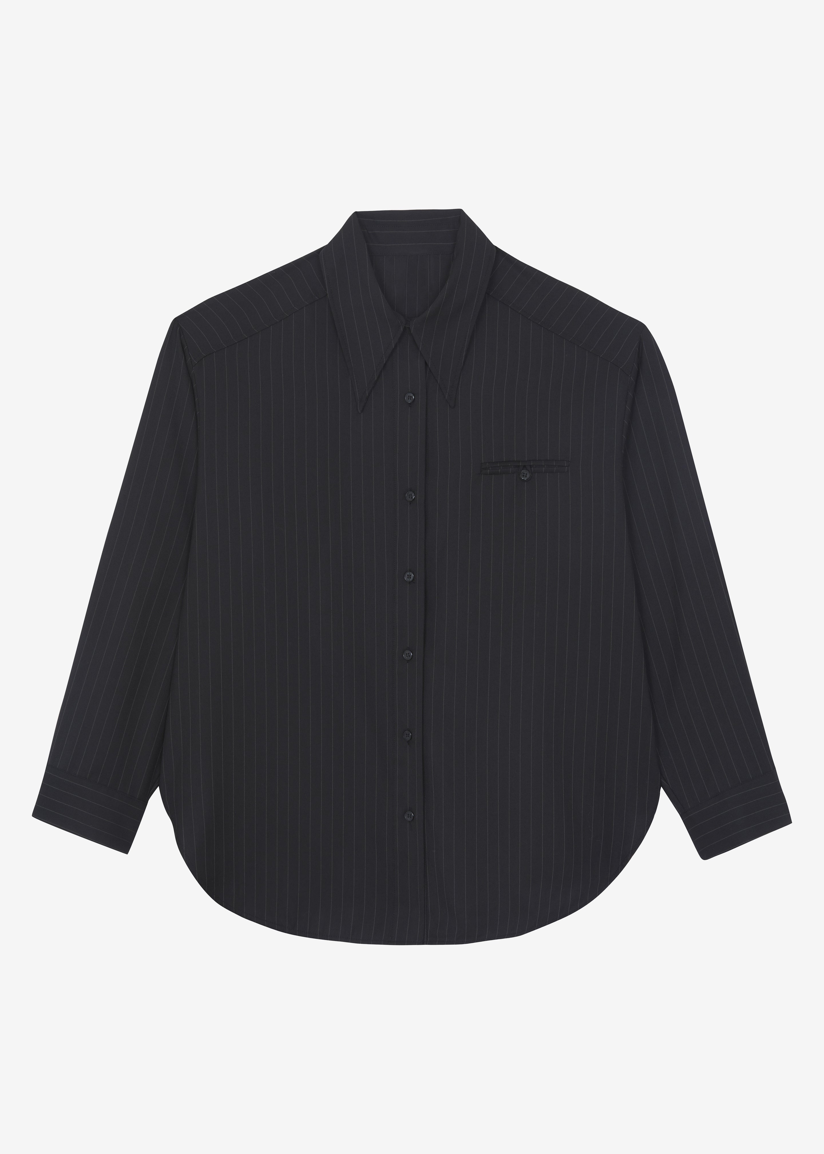 Kerry Button Up Shirt - Black Pinstripe - 17