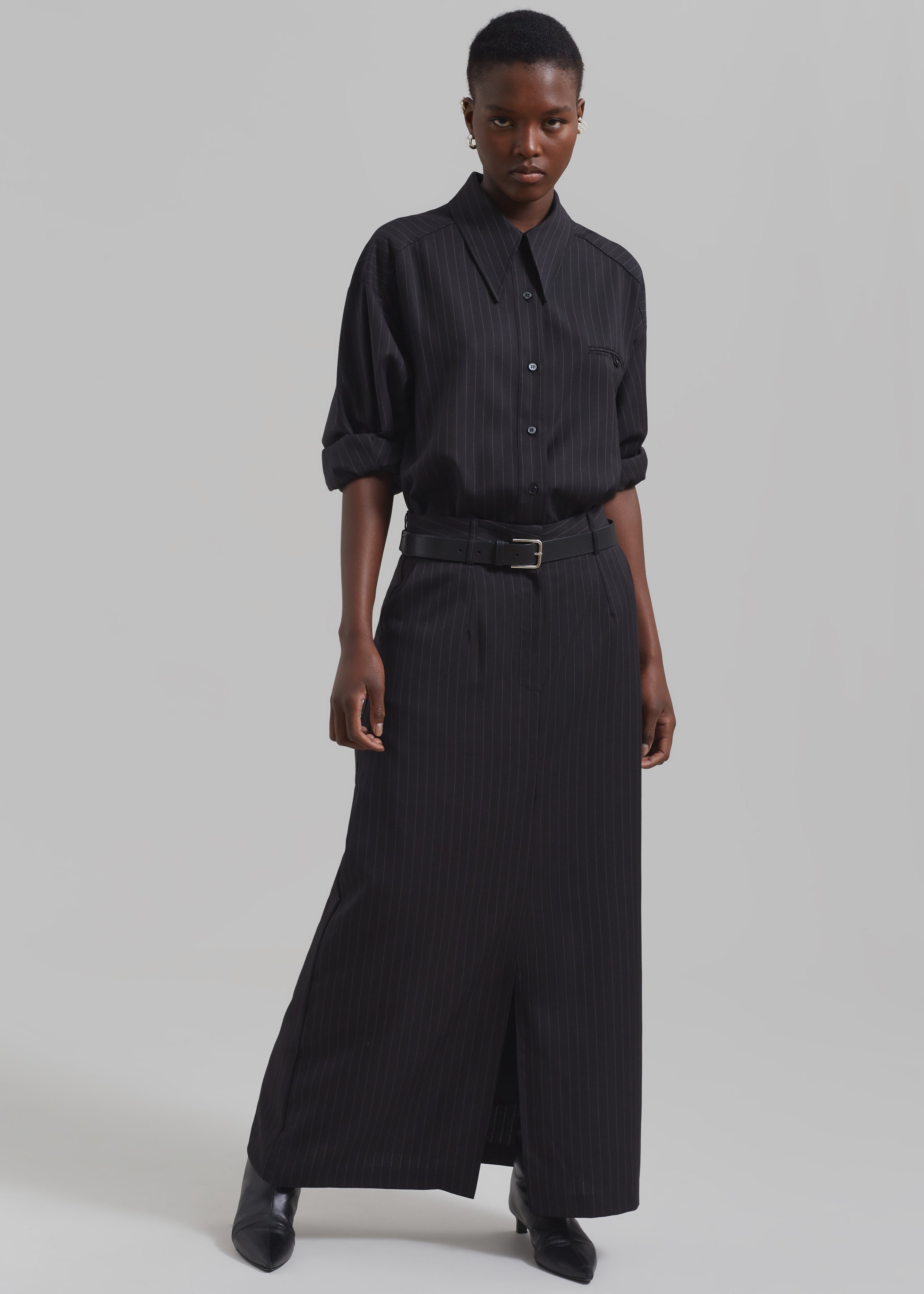 Kerry Maxi Skirt - Black Pinstripe - 5
