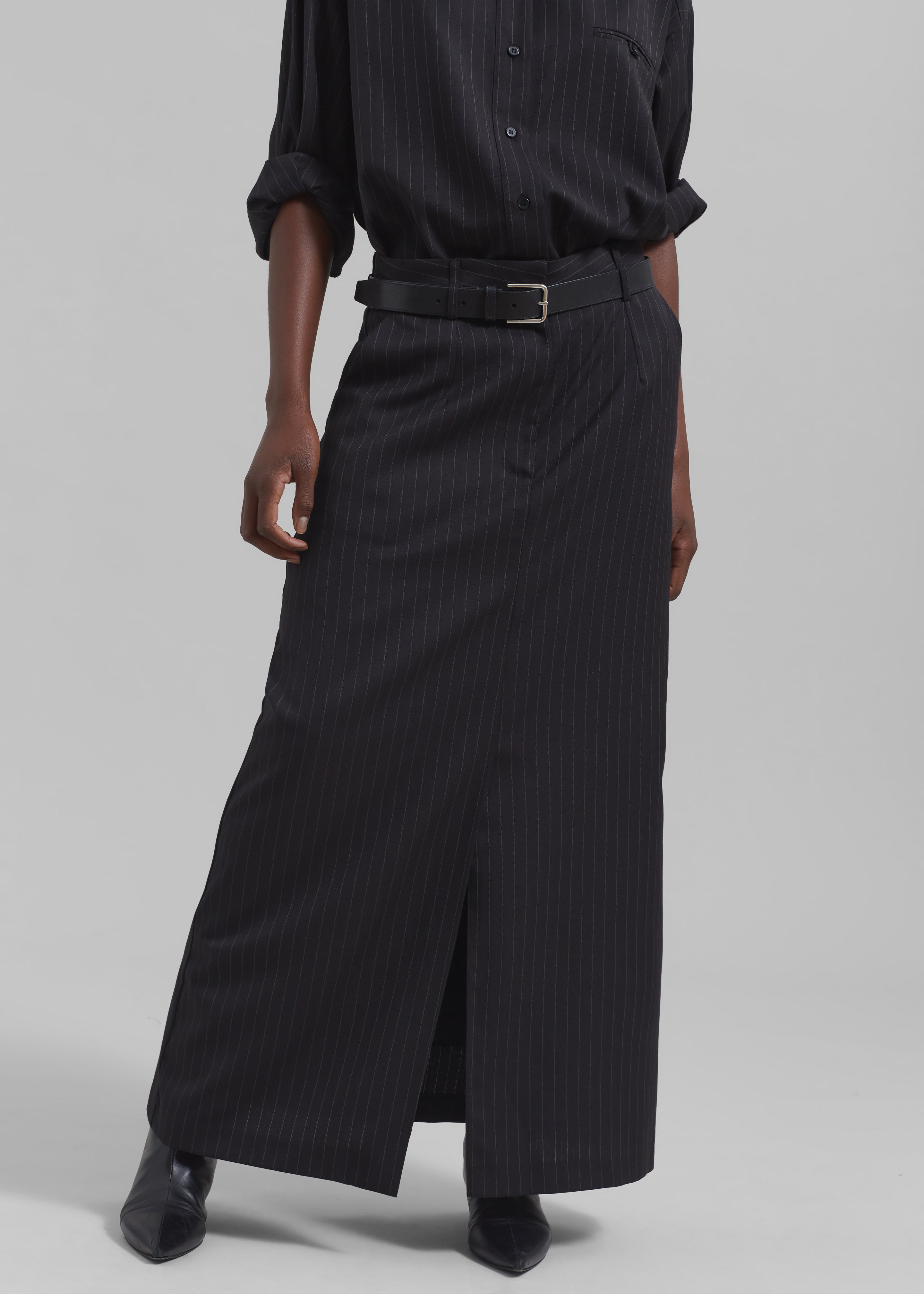 Kerry Maxi Skirt - Black Pinstripe - 6