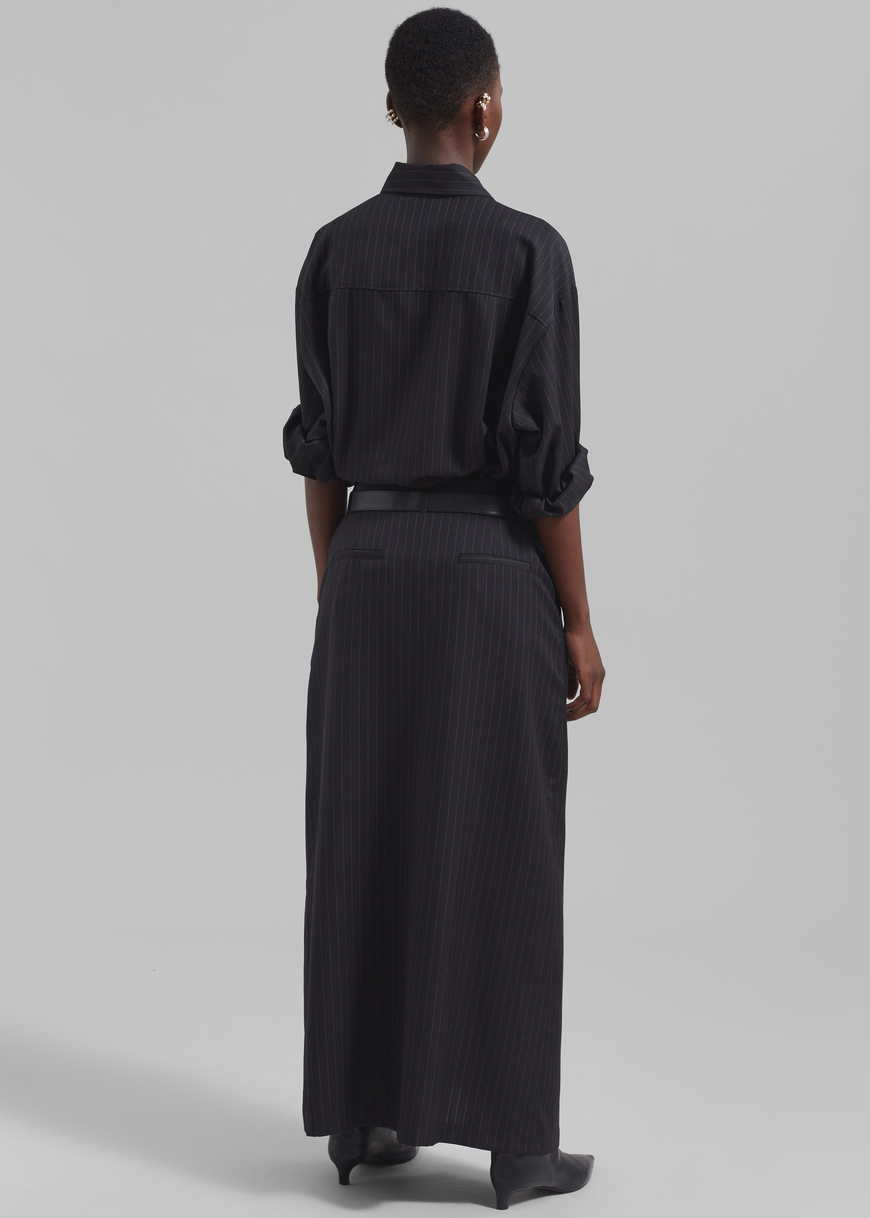 Kerry Maxi Skirt - Black Pinstripe - 14