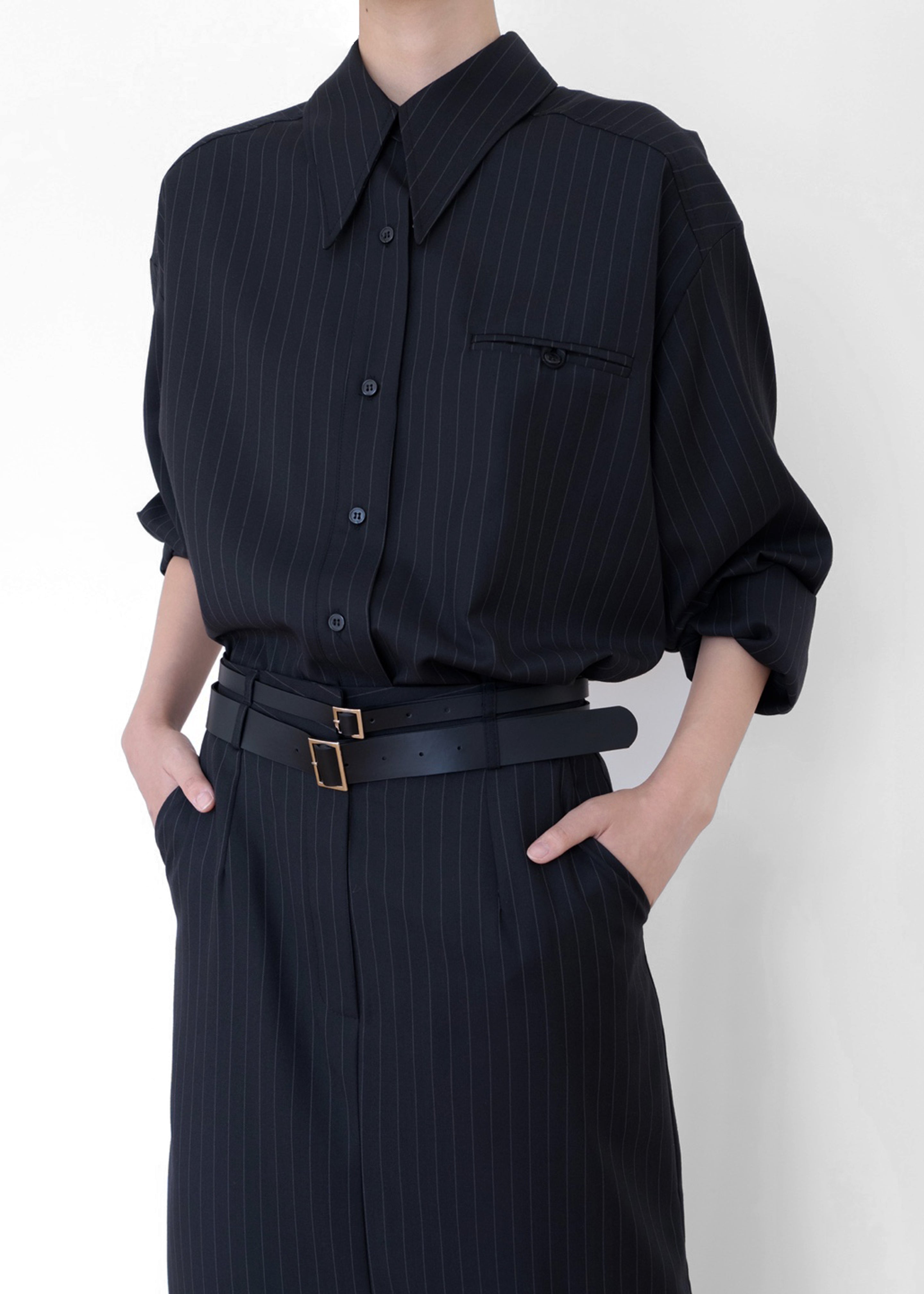 Kerry Maxi Skirt - Black Pinstripe - 13