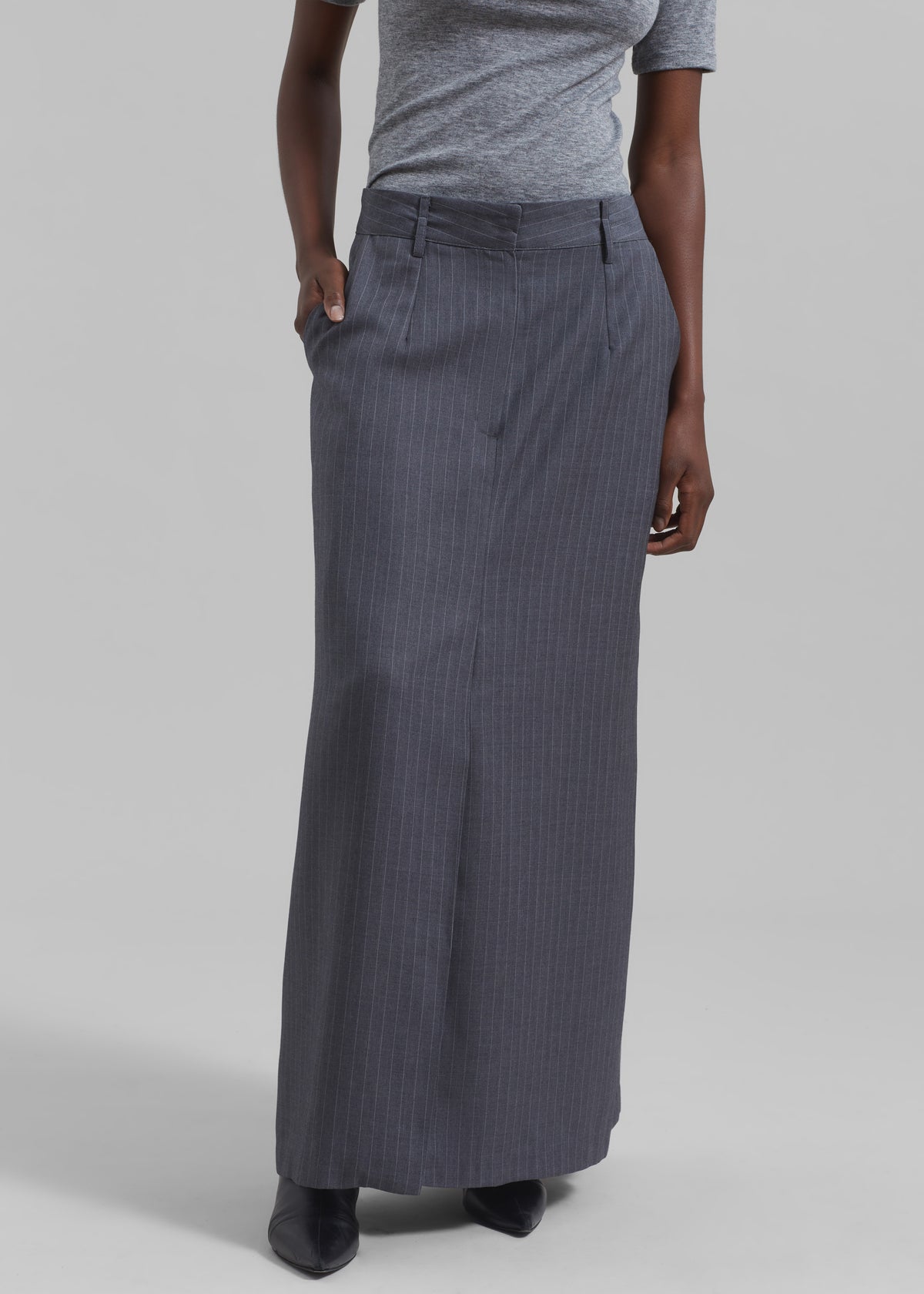Kerry Maxi Skirt - Grey Pinstripe - 5