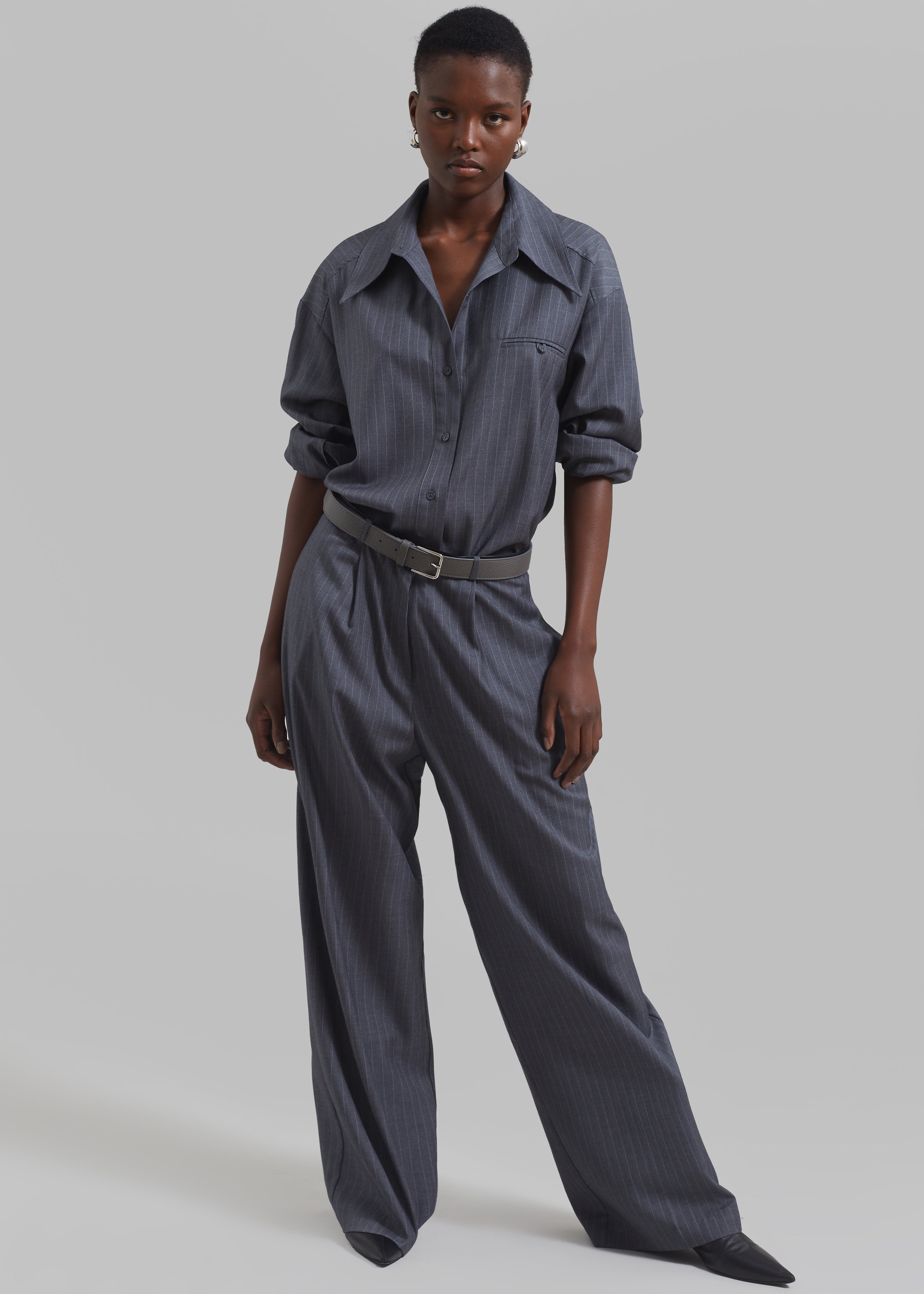 Kerry Trousers - Grey Pinstripe - 1