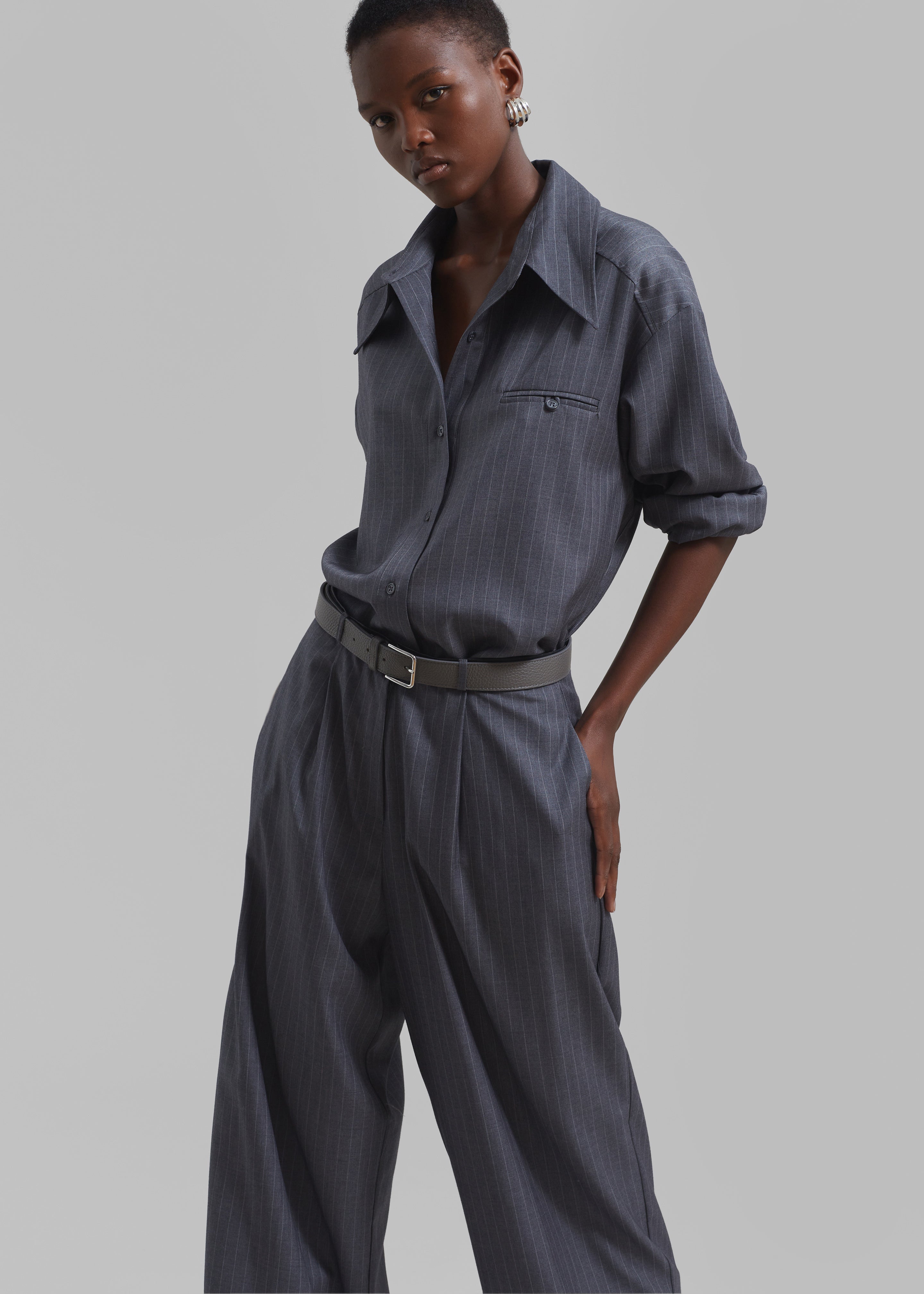 Kerry Trousers - Grey Pinstripe - 4