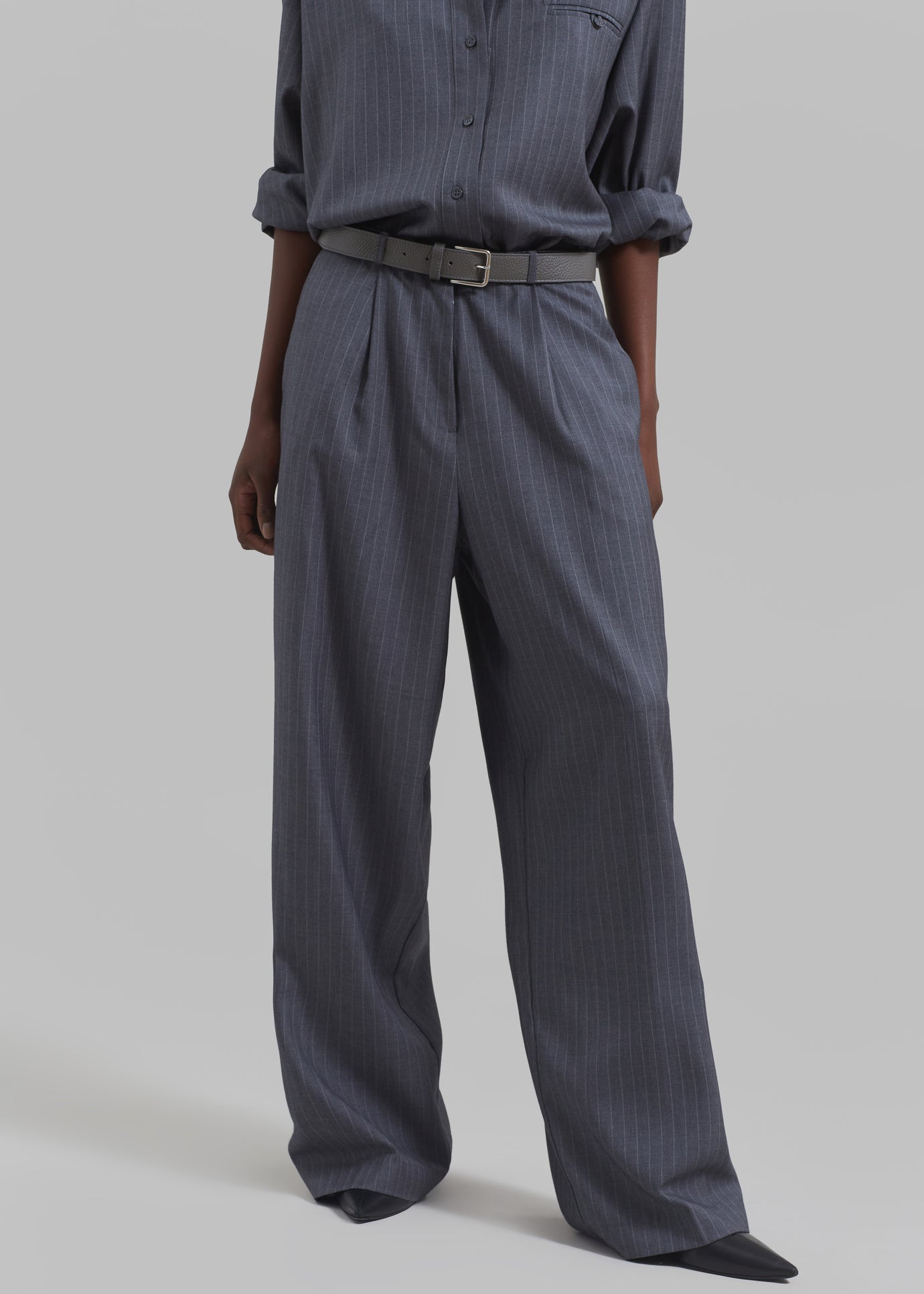 Kerry Trousers - Grey Pinstripe - 1