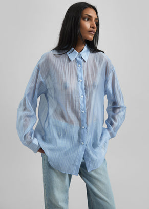 Kesin Open Back Shirt - Blue/White Stripe